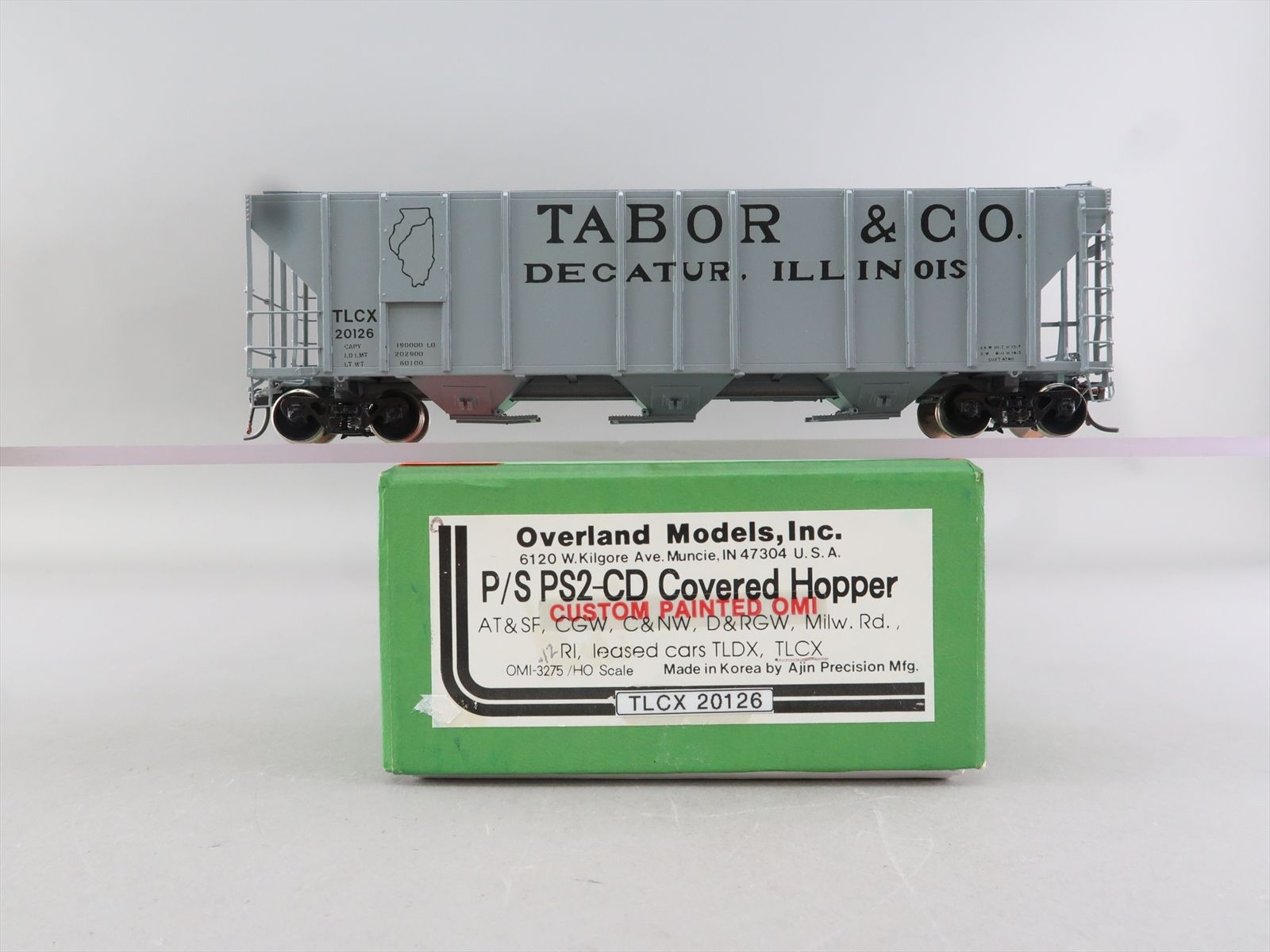 HO Brass Model - OMI 3275.12 TLCX Tabor & Co. P/S PS2-CD Covered Hopper ...