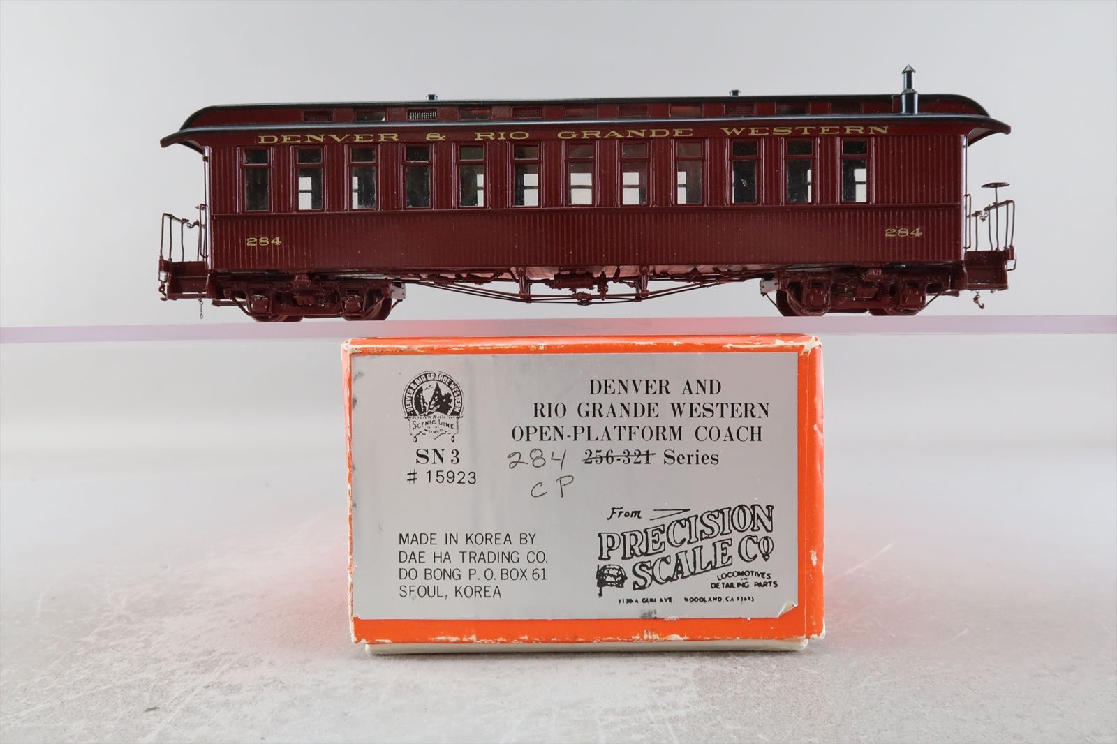 Sn3 Brass Model - PSC 15923 D&RGW Rio Grande Open Platform Coach #284 ...