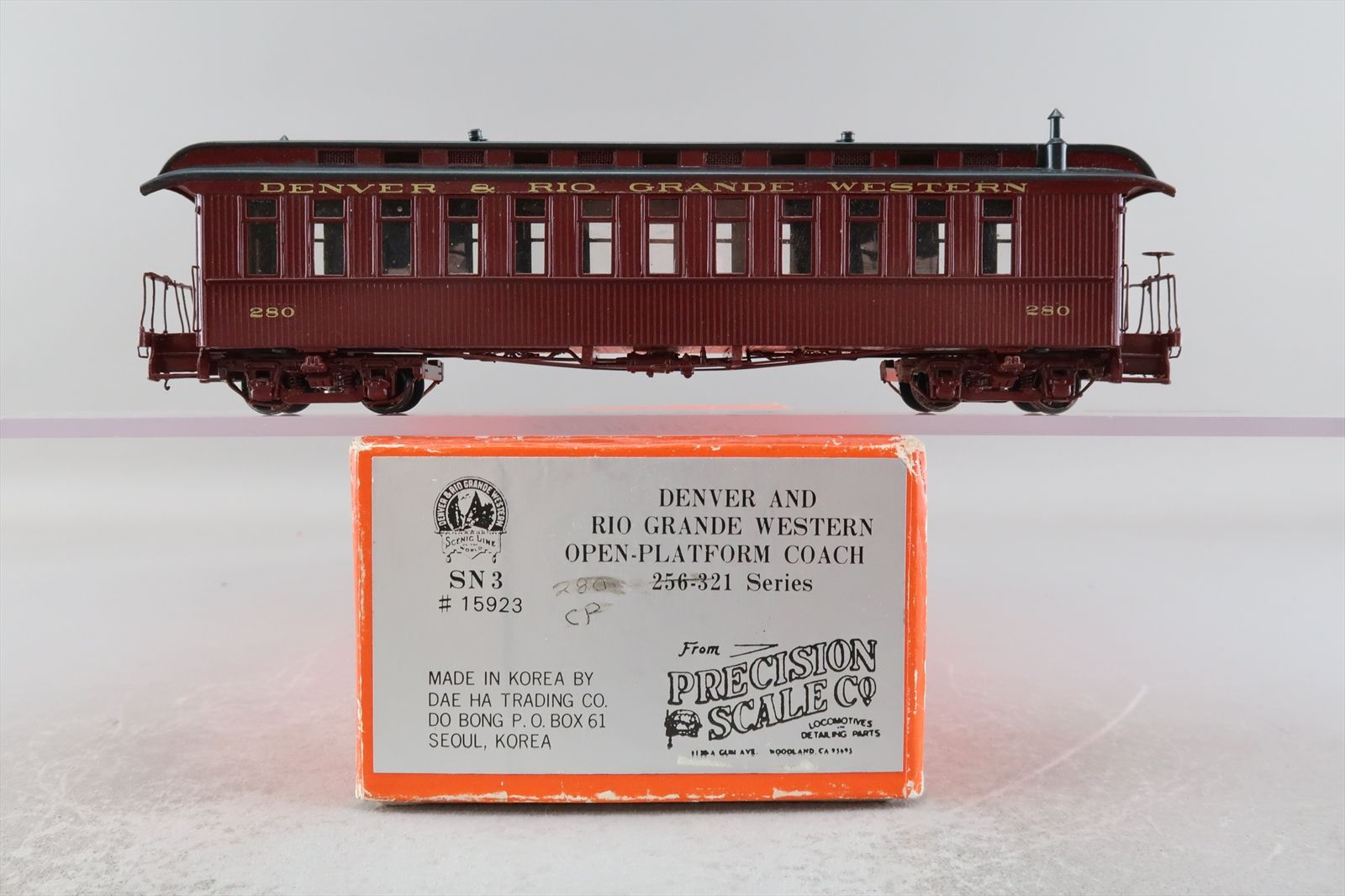 Sn3 Brass Model - PSC 15923 D&RGW Rio Grande Open Platform Coach #280 ...