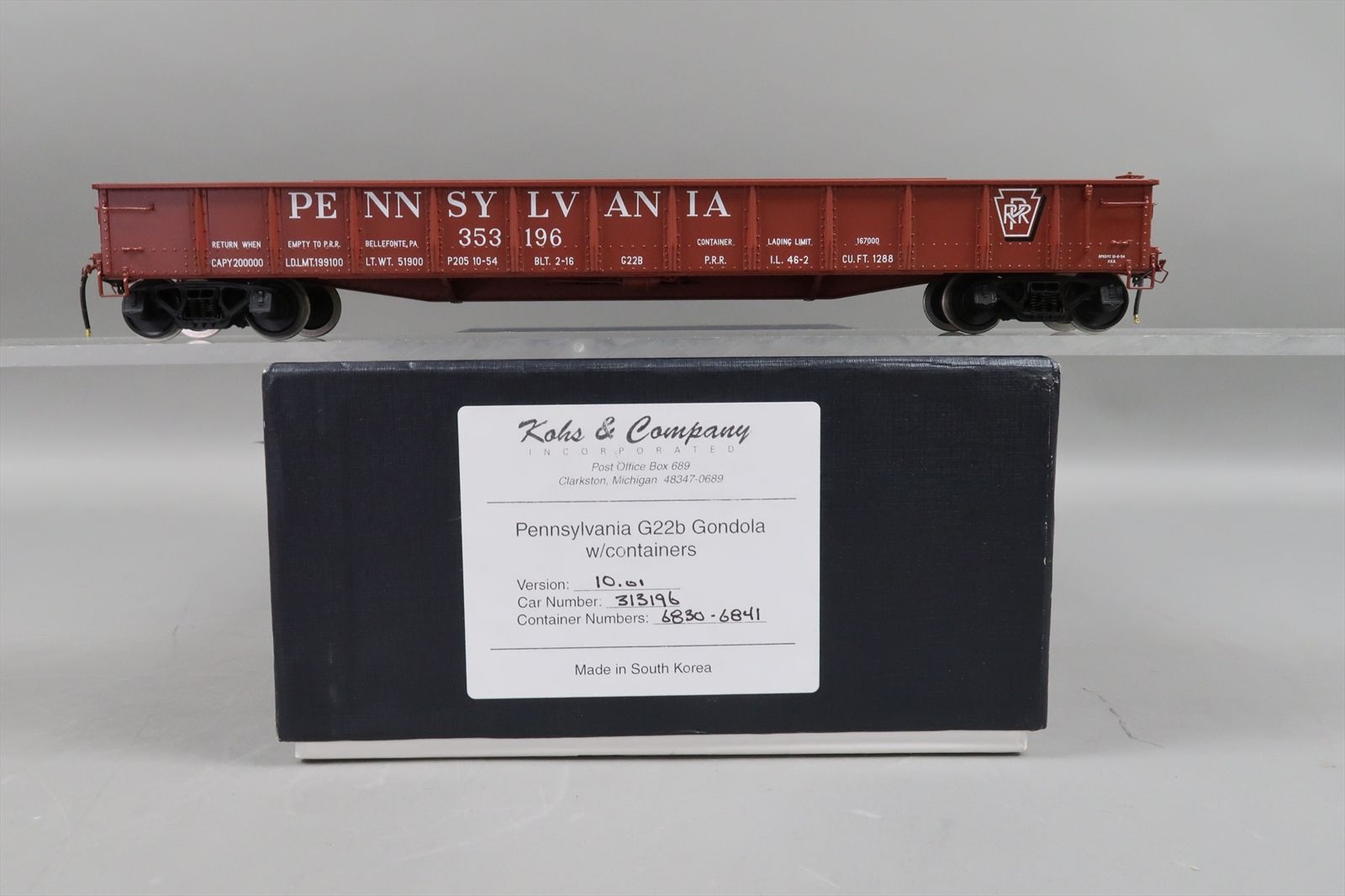 O Brass Model - Kohs & Co. Pennsylvania PRR G22b Gondola w/ Containers ...