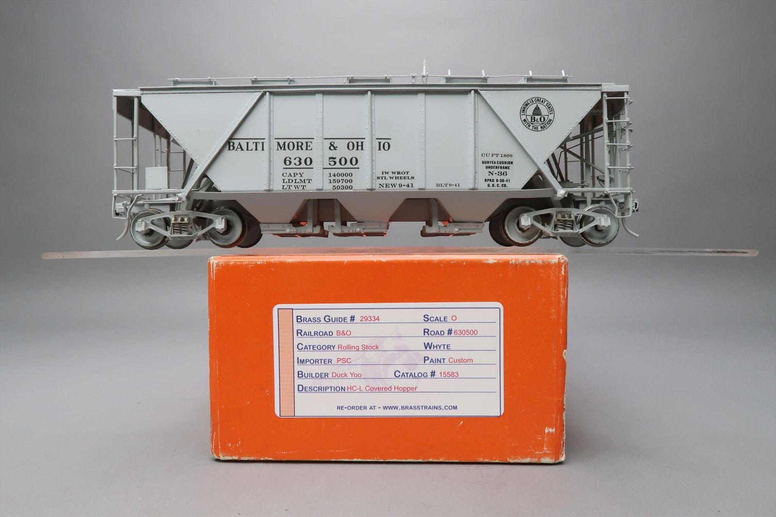 O Brass Model - PSC 15583 B&O Baltimore & Ohio HC-L Covered Hopper ...