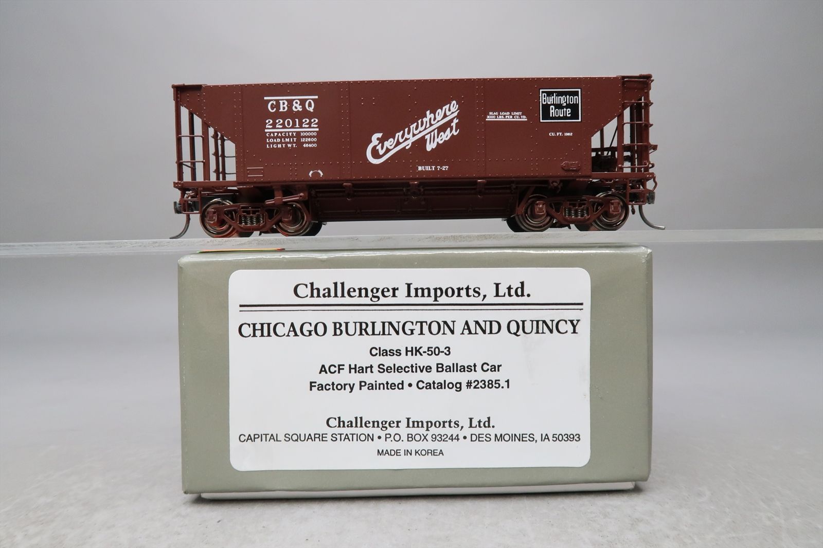 HO Brass Model - CIL 2385.1 CB&Q Burlington ACF HK-50-3 Hart Selective ...