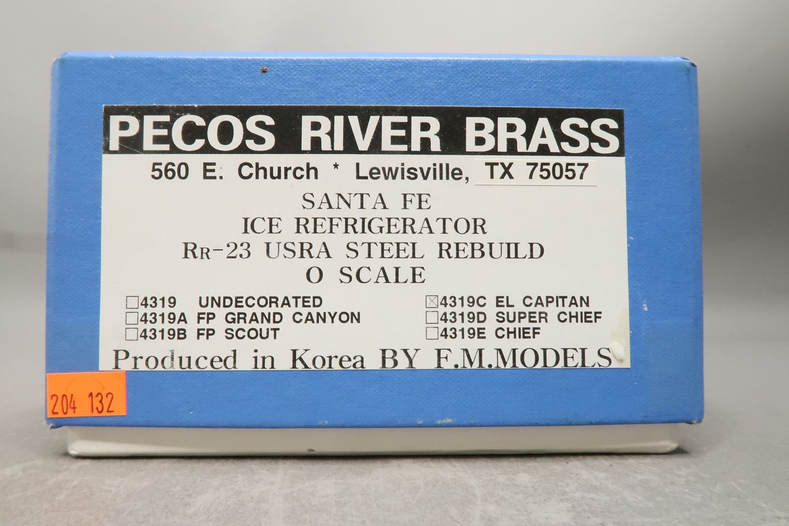 O Brass Model - PRB Pecos River 4319C AT&SF SFRD Santa Fe RR-23 Ice ...