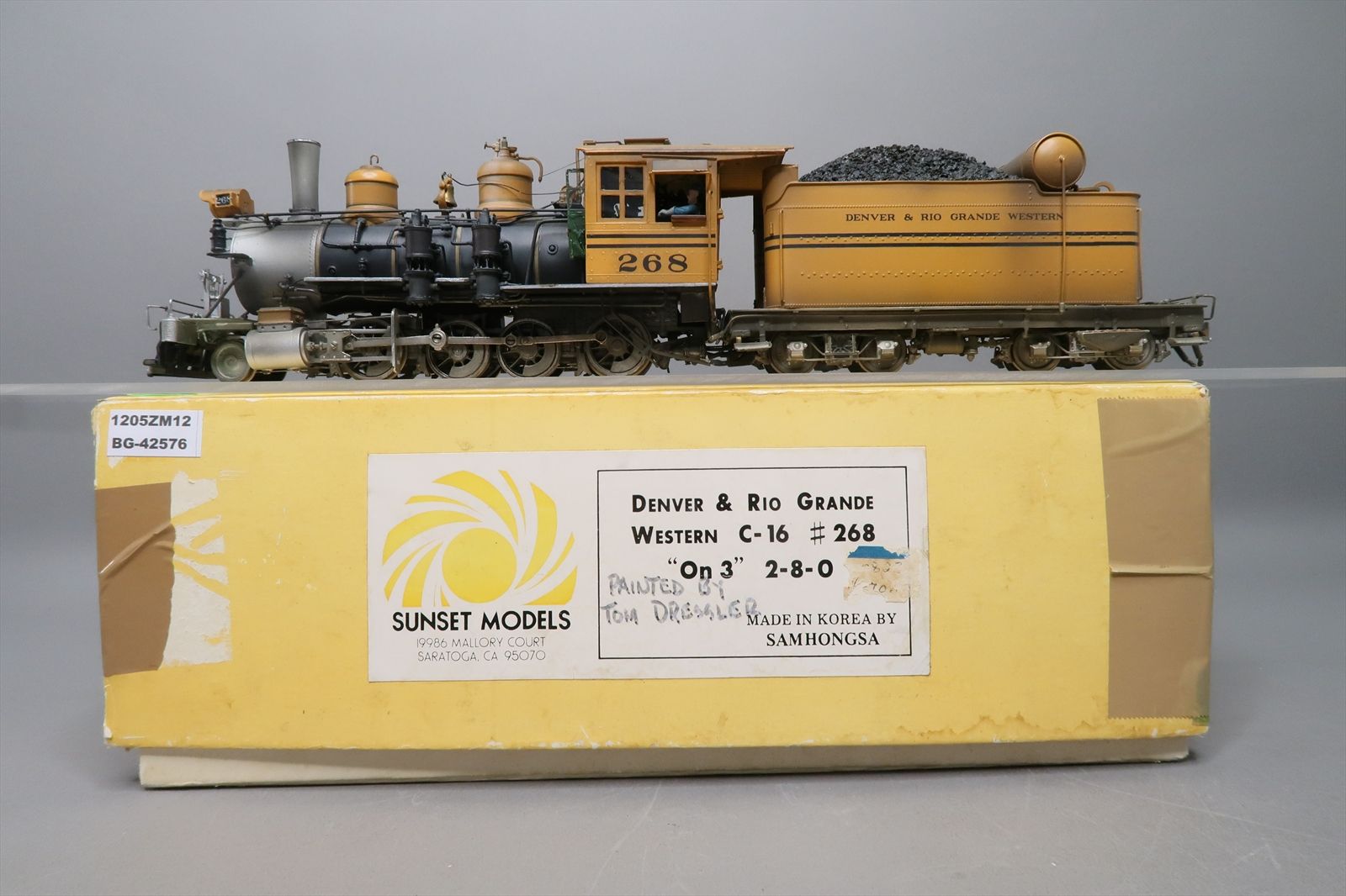 On3 Brass Model - Sunset D&RGW Rio Grande Bumble Bee C-16 #268 - Custom ...