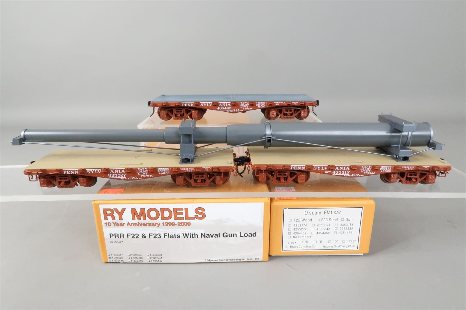 O Brass Model - RYM Yoder 2106427 PRR Pennsylvania 2 F22 Flatcars w ...