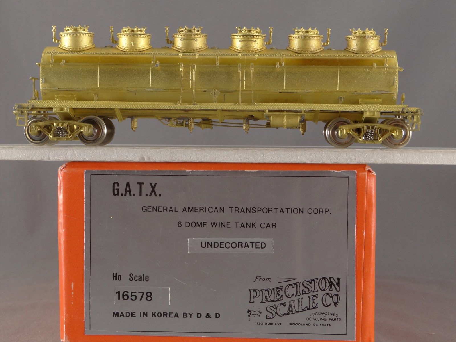 HO PSC 16578 GATX 6 Dome Wine Tank Car - Unpainted