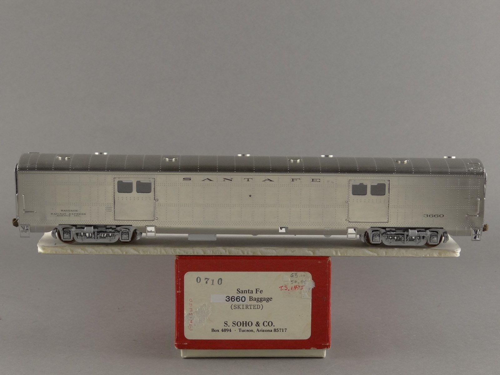 HO Brass SOHO ATSF Santa Fe Baggage #3660 Skirted - Custom