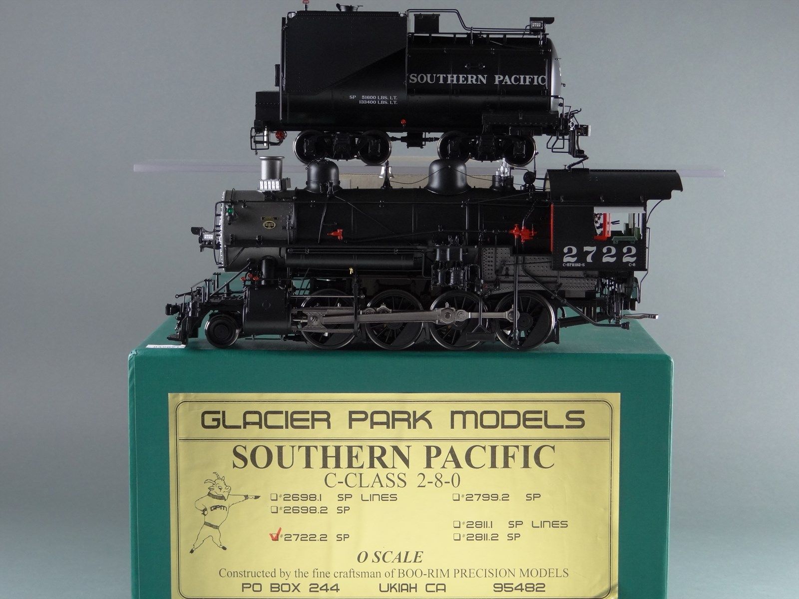 O Scale Brass Model Train - GPM 2722.2 SP Southern Pacific C-8 2-8