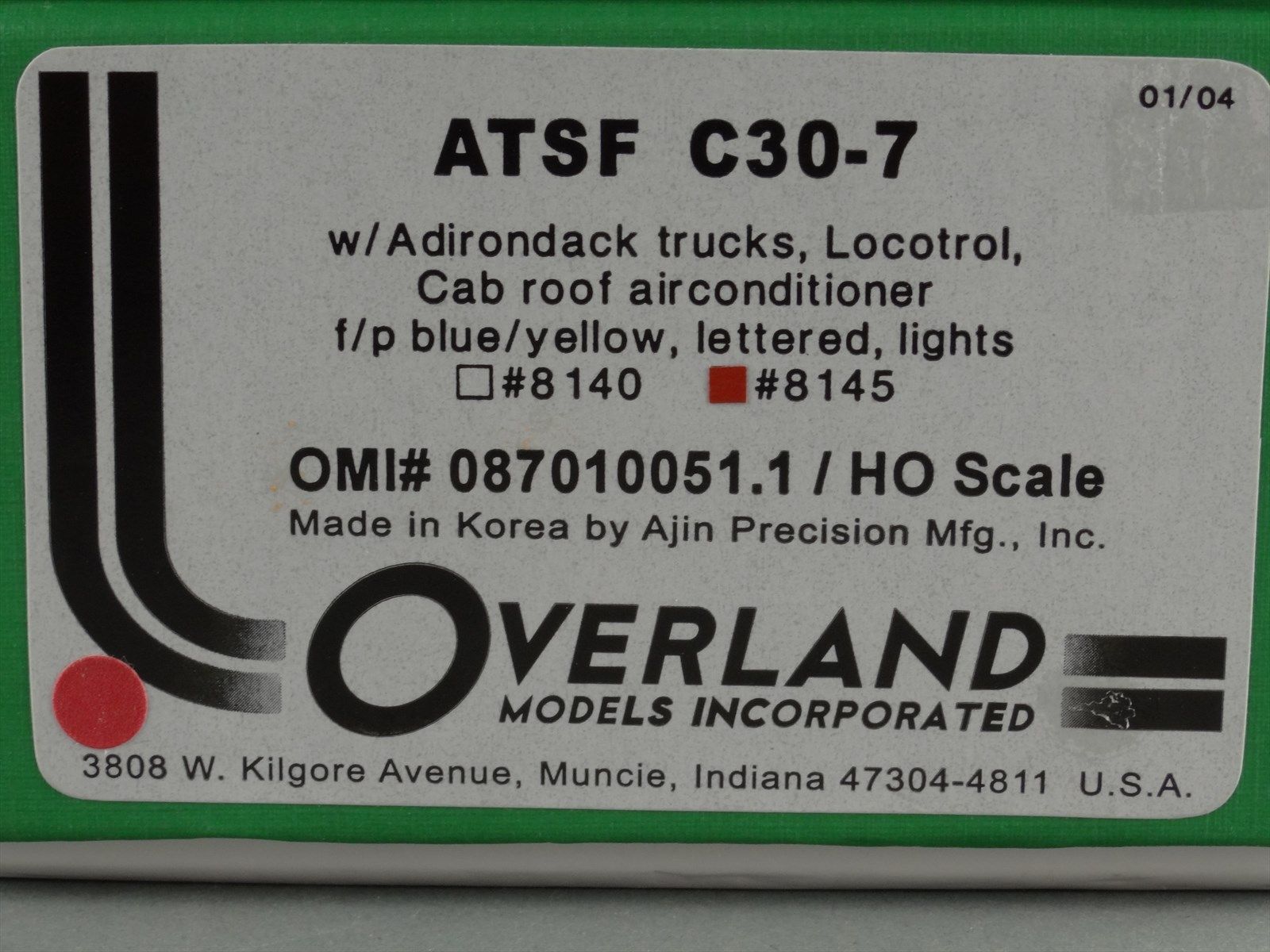 HO Brass Model Train OMI Overland AT&SF Santa Fe C307 8145 2004 Run
