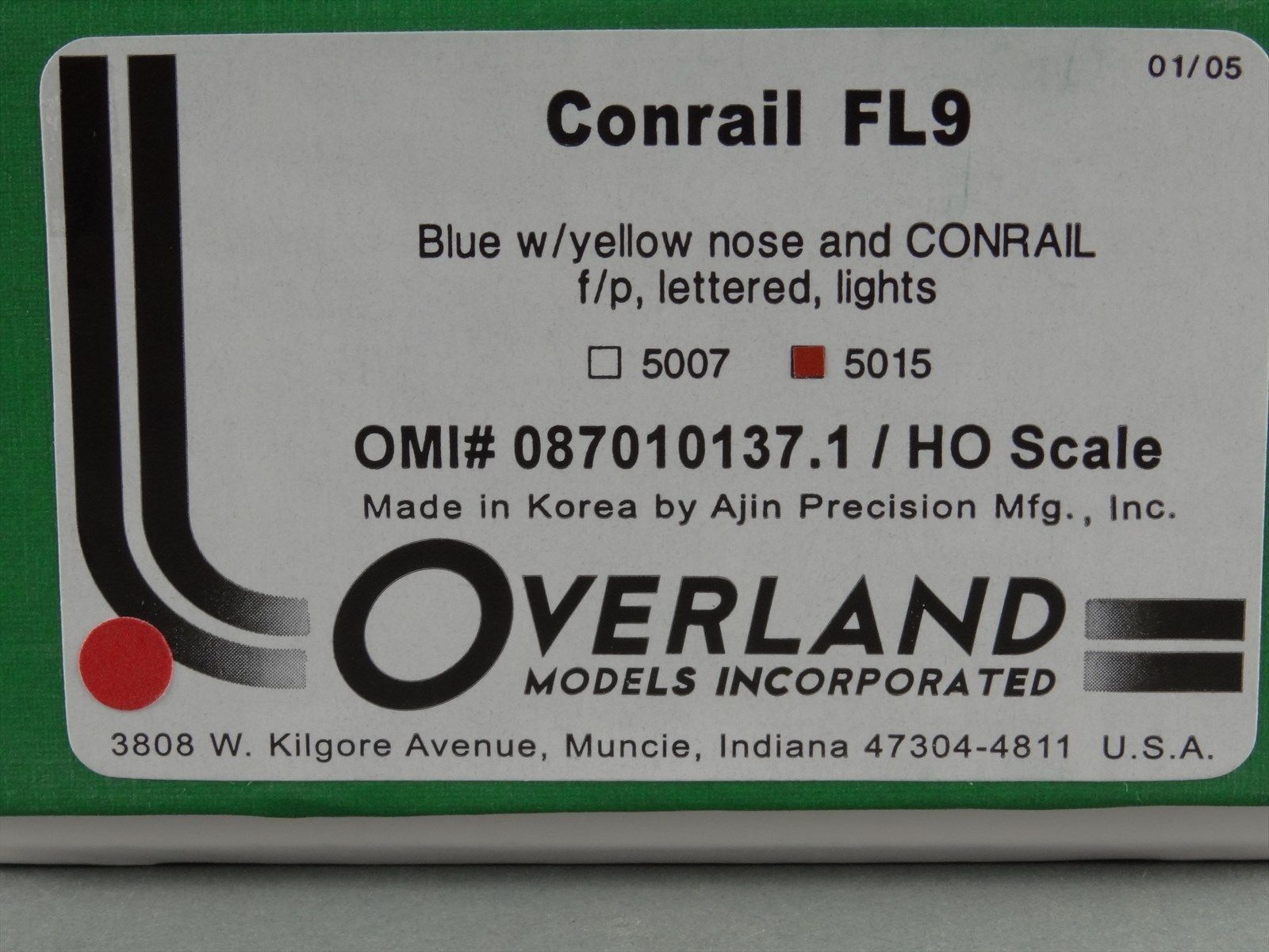 HO Brass Model Train OMI Overland Conrail FL9 FL9 5007 2005 Run 01/15