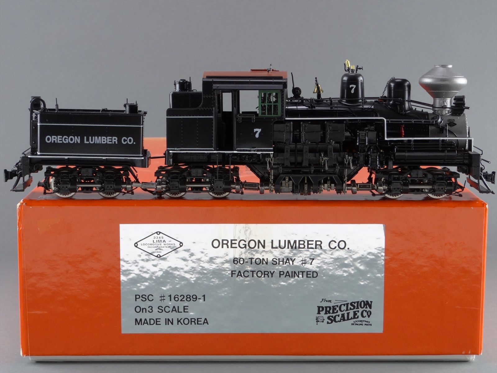 On3 Brass Model Train - PSC 16289-1 Oregon Lumber Co. 60-Ton Shay