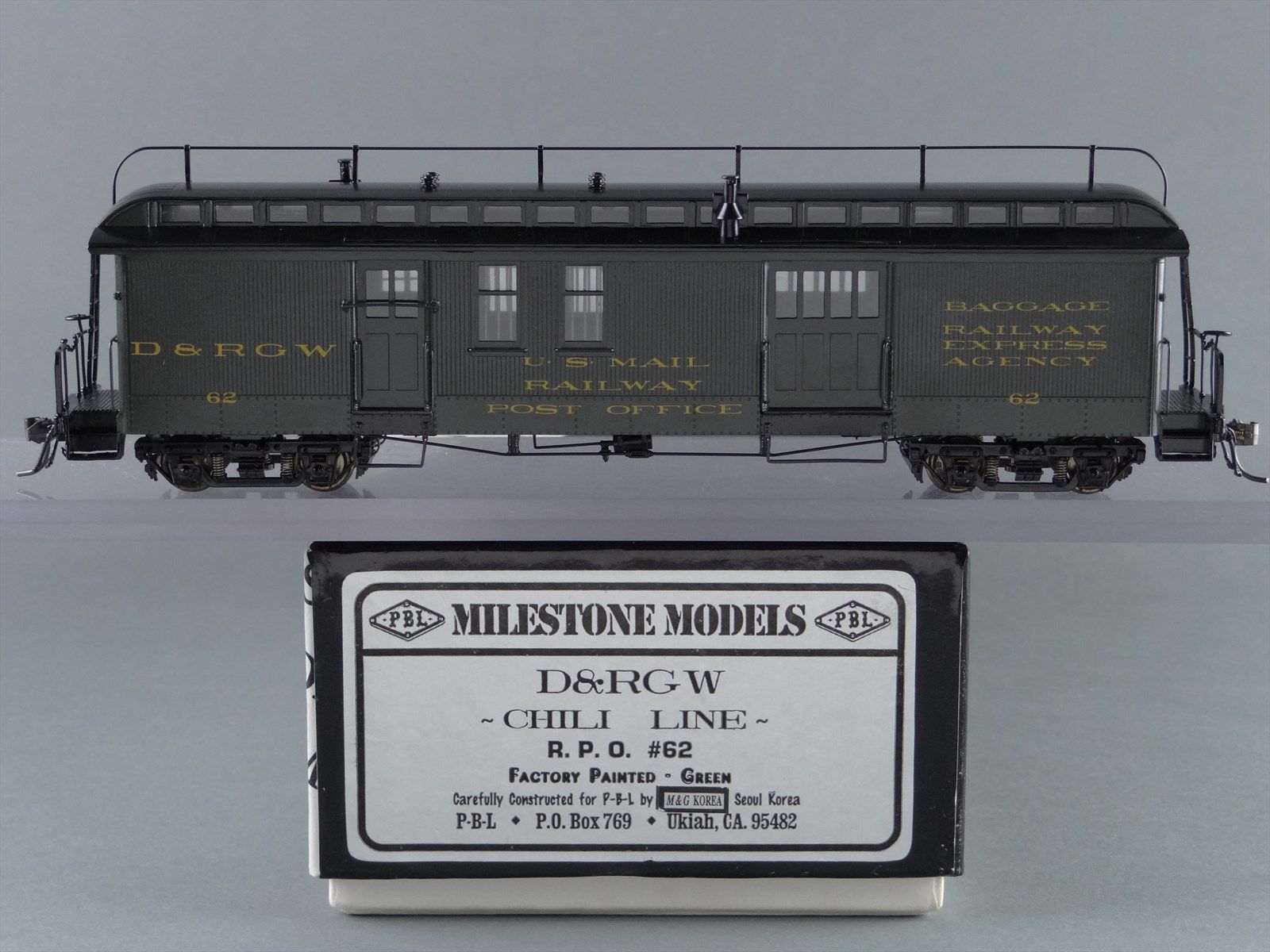 Sn3 Brass Model Train - PBL Milestone - D&RGW Passenger RPO #62 - Chili ...