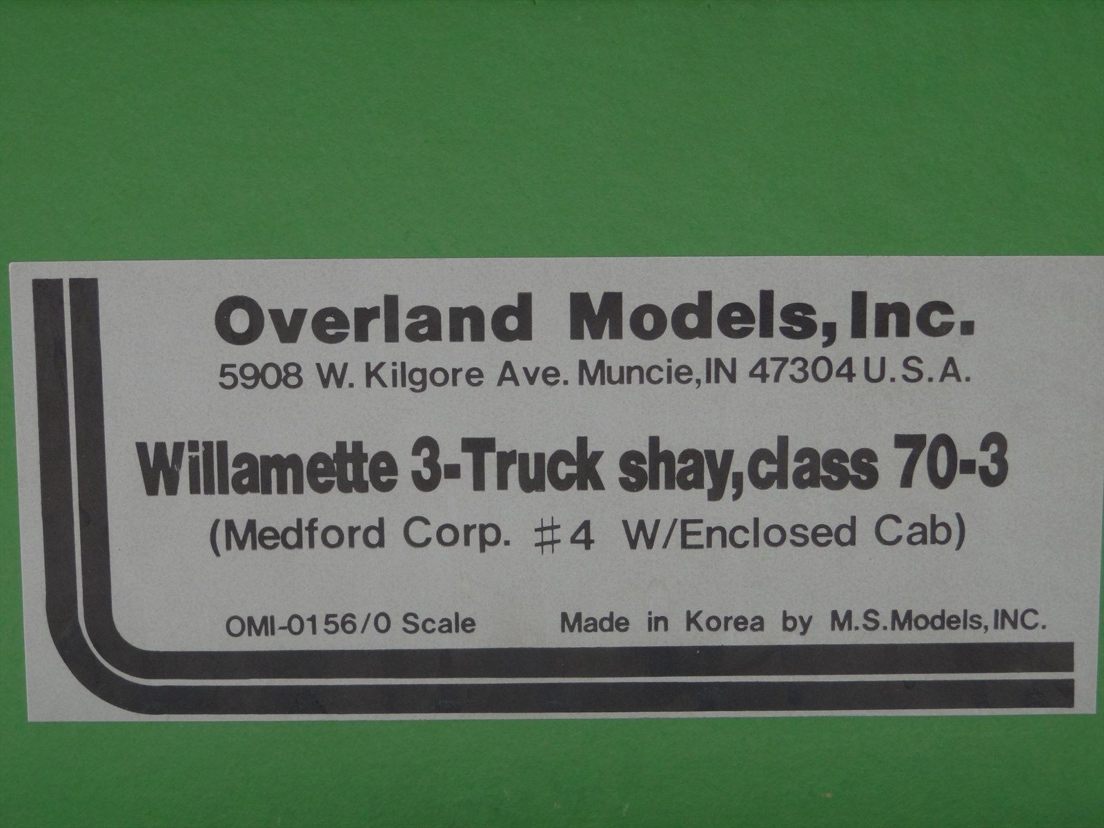 O 2Rail Brass OMI 0156 Willamette 3Truck 703 Shay Medford Corp 4