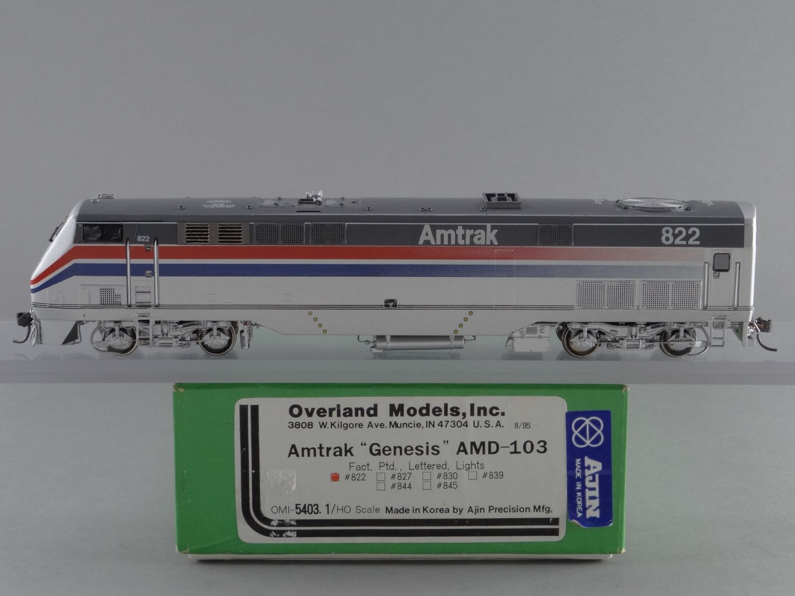 HO Brass Model Train - OMI 5403.1 Amtrak AMD-103 Genesis Diesel #822