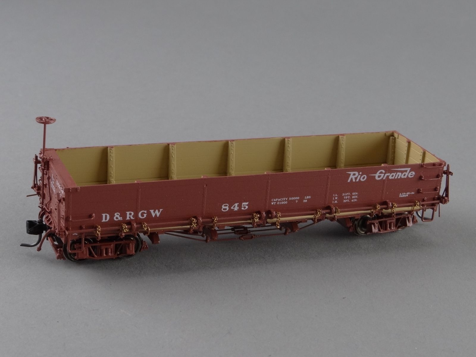 Model 845 Train HOn3 Brass Model Train Car - DP D&RGW Rio Grande Drop Bottom Gondola #845
