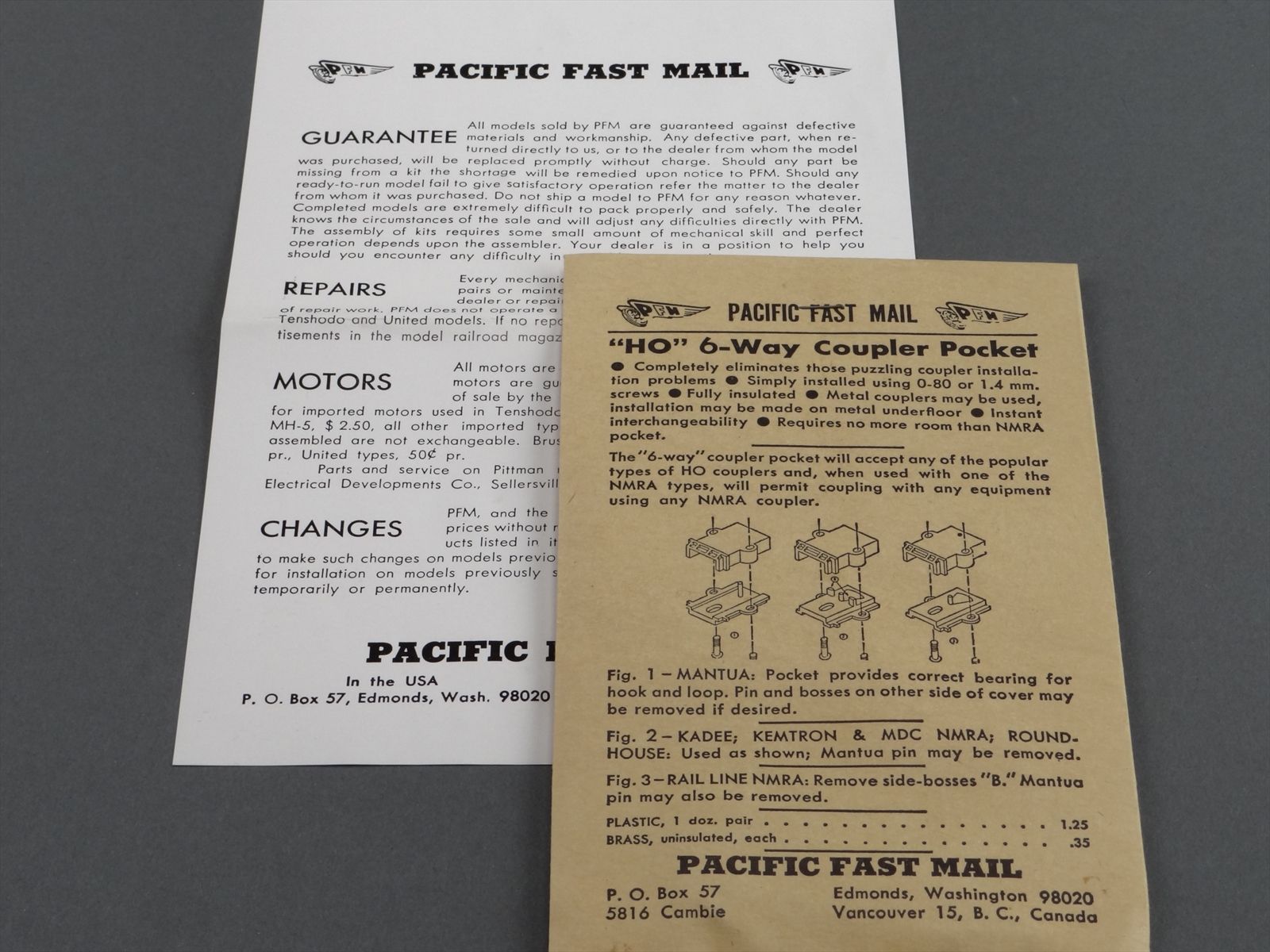 HO Brass Model Train PFM Pacific Fast Mail United PRR Pennsylvania