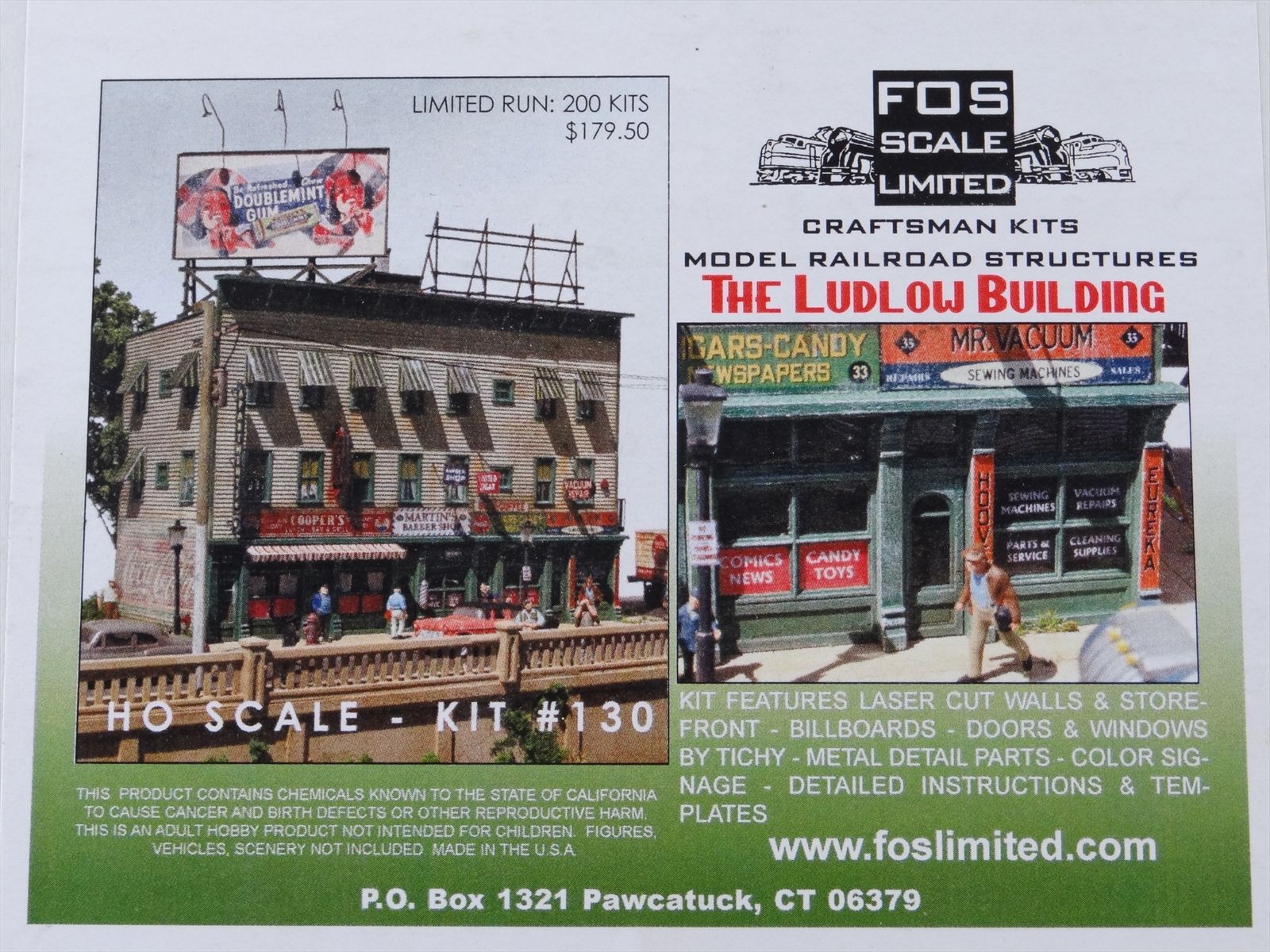 Fos Building HO/HOn3 FOS Scale Models Craftsman Kit #130 - The Ludlow Building ...