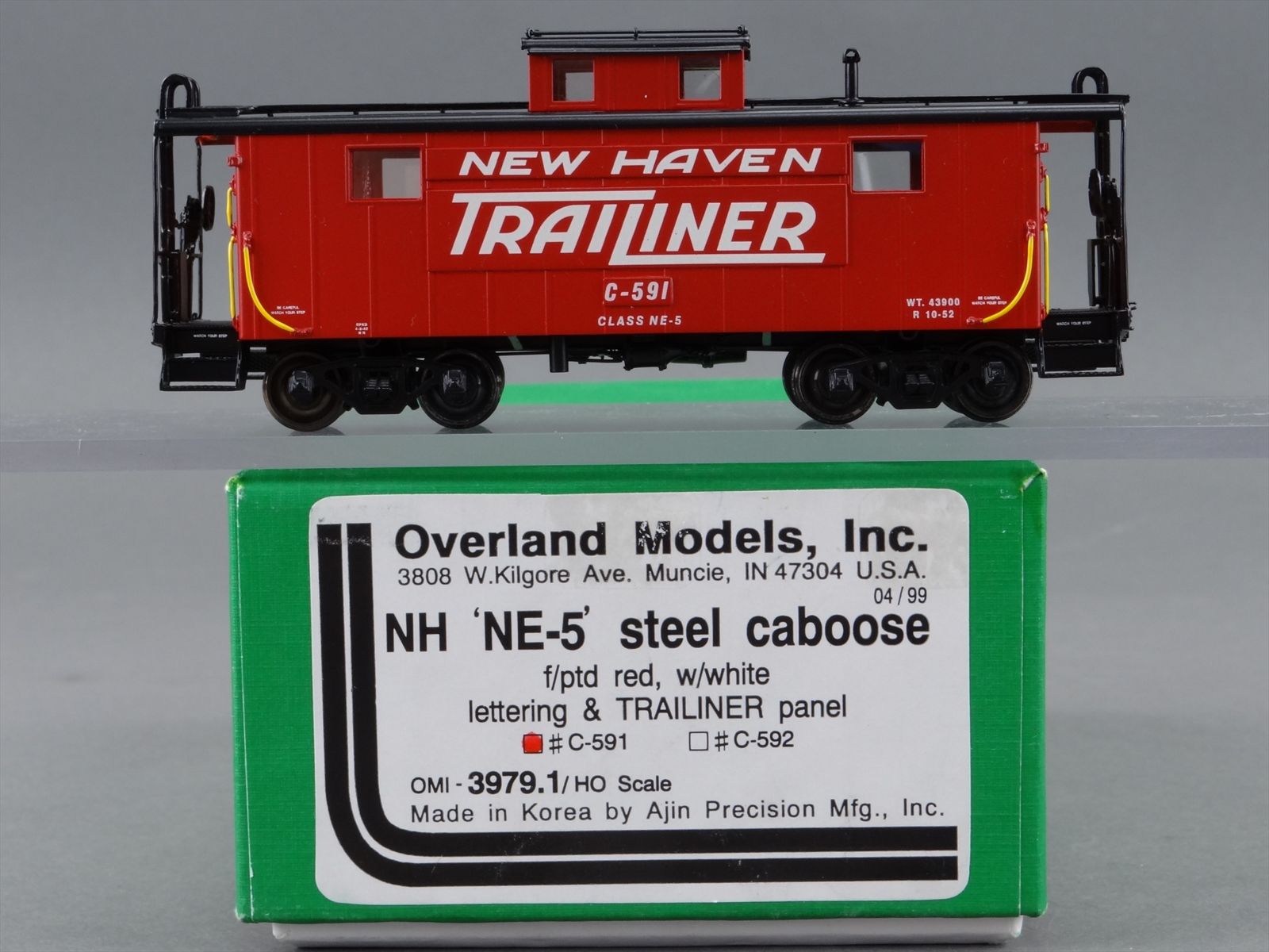 Trailner HO Brass Model Train - OMI 3979.1 Overland NH New Haven NE-5 Caboose #C ...