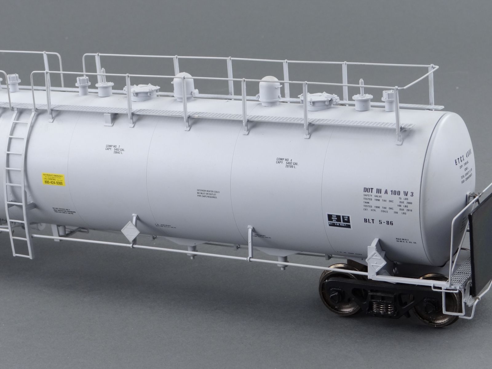 O Scale Pecos River Brass 4464E ETCX Eastman Trinity Industries 4-Dome ...