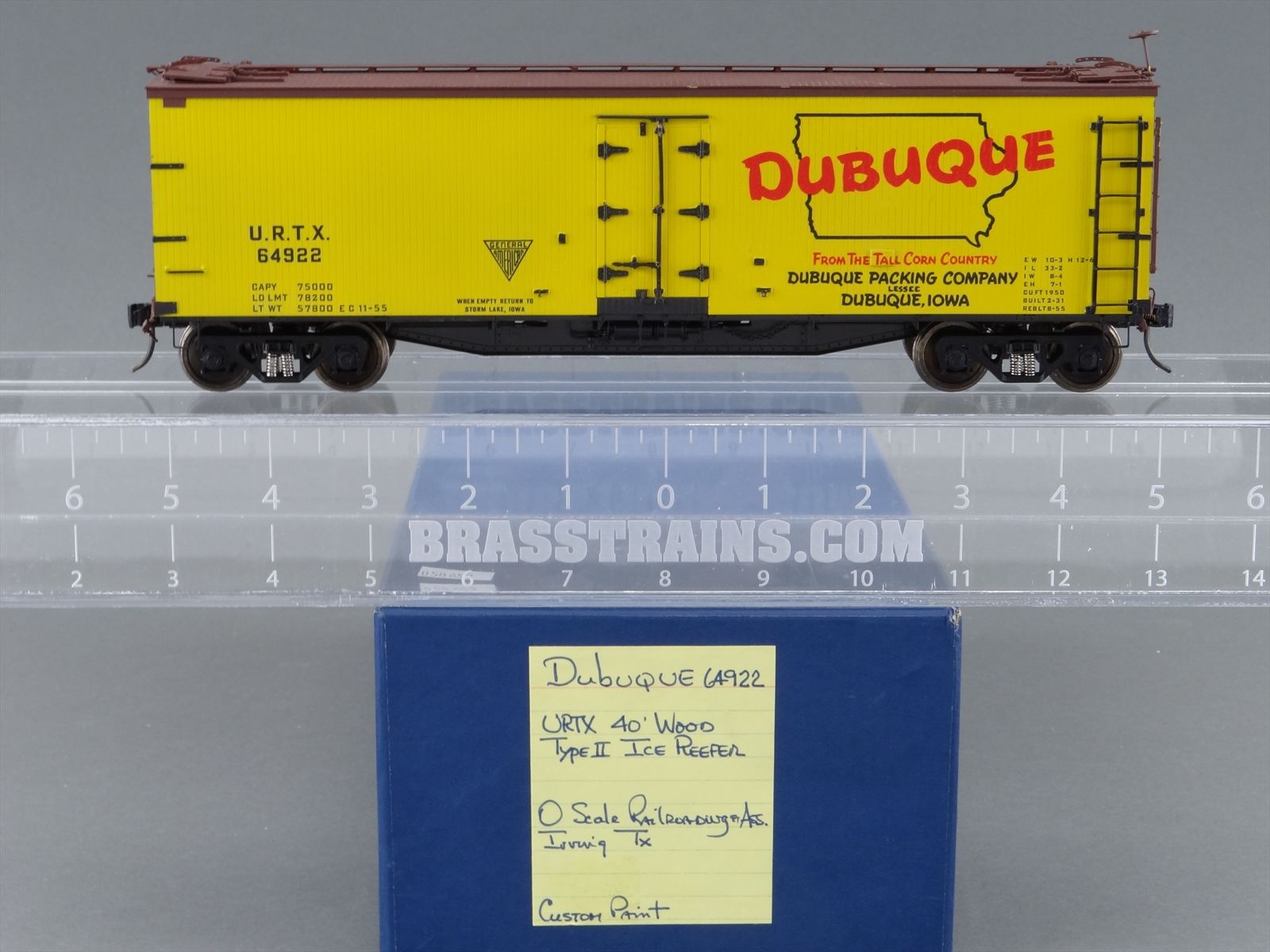 O Scale Brass Hills Hobbies URTX Dubuque 40' Reefer Car #64922 - Custom