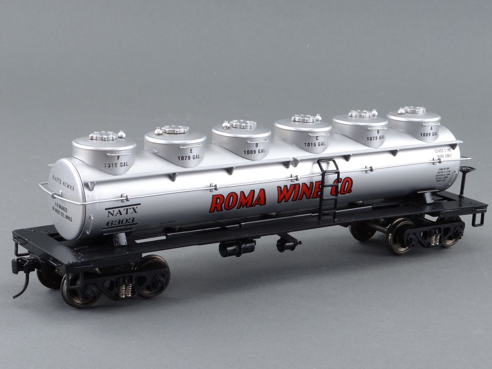O 2-Rail Brass Sunset Models NATX Roma Wine Co. 6-Dome Tank Car #6303