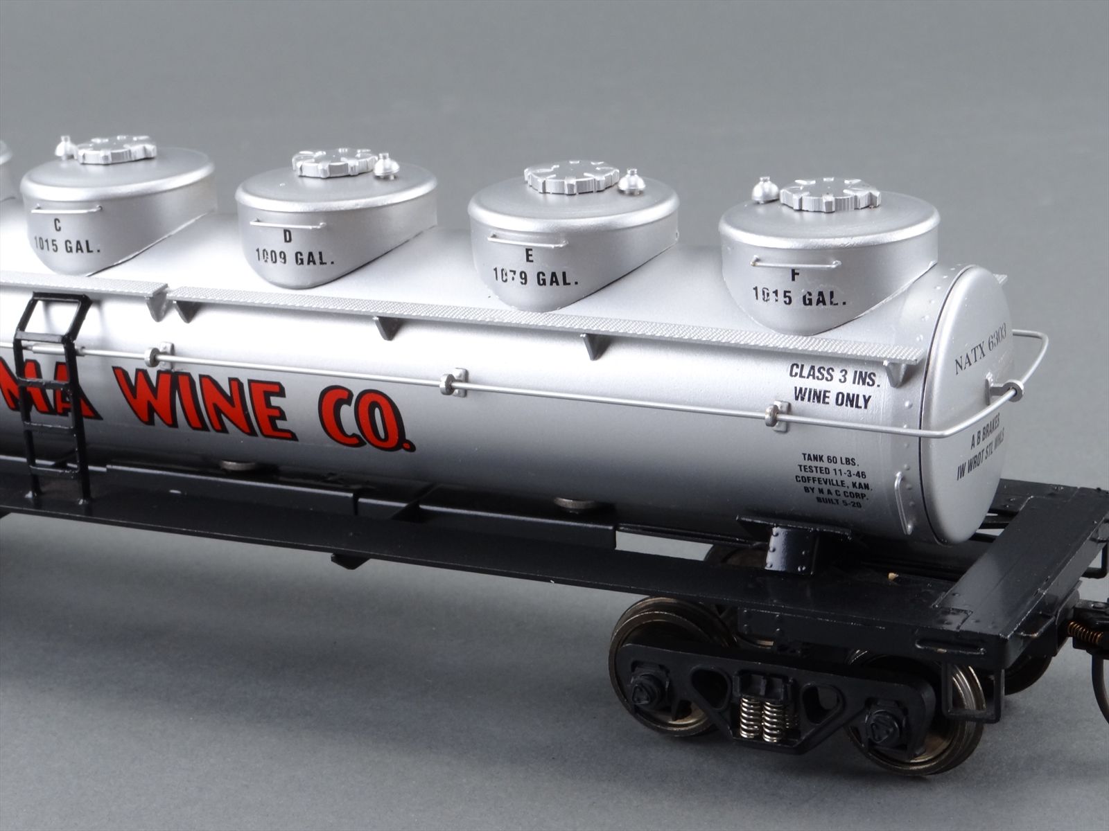 O 2-Rail Brass Sunset Models NATX Roma Wine Co. 6-Dome Tank Car #6303