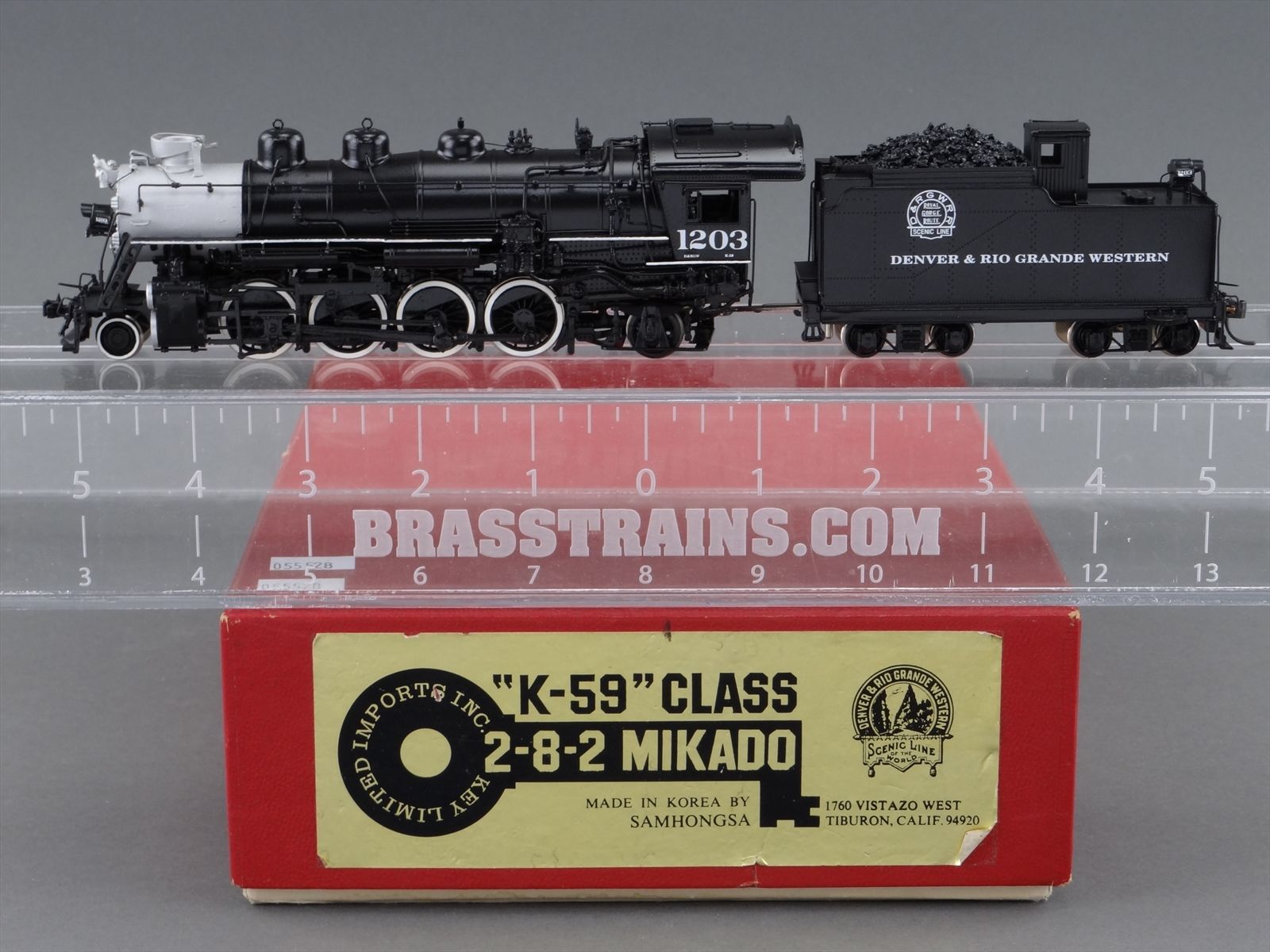 HO Brass Model Train - Key Imports D&RGW Rio Grande 2-8-2 K-59