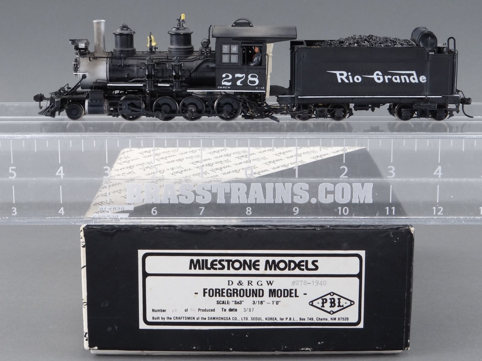 Sn3 Brass PBL Milestone D&RGW Rio Grande C-16 2-8-0 #278