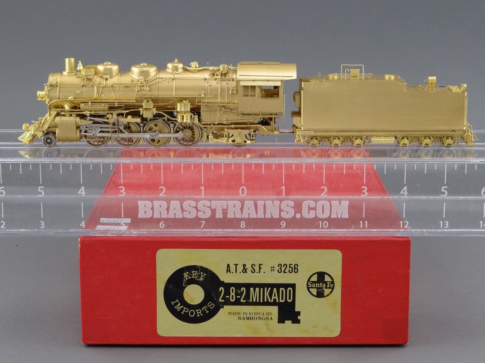HO Brass Model Train - Key Imports ATSF Santa Fe 2-8-2 Mikado #3256