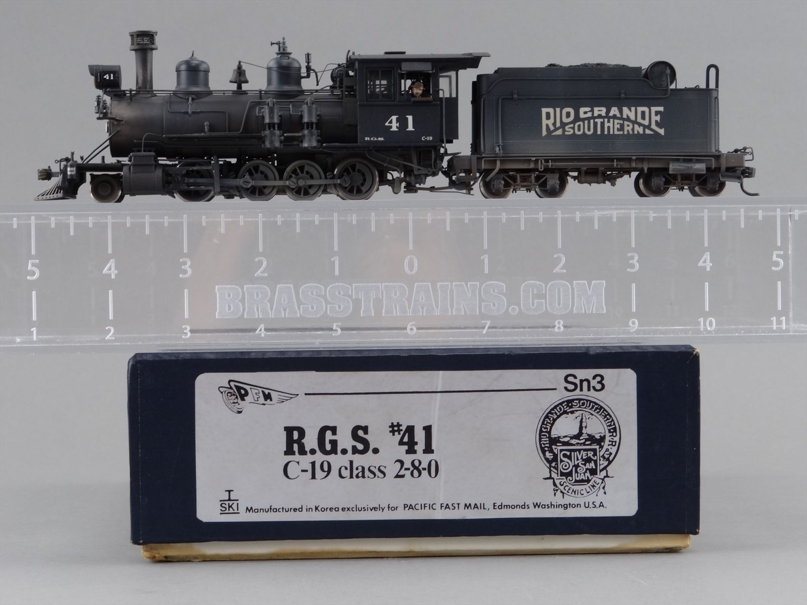 Sn3 Scale Brass Model Train - PFM Ski RGS Rio Grande Southern 2-8