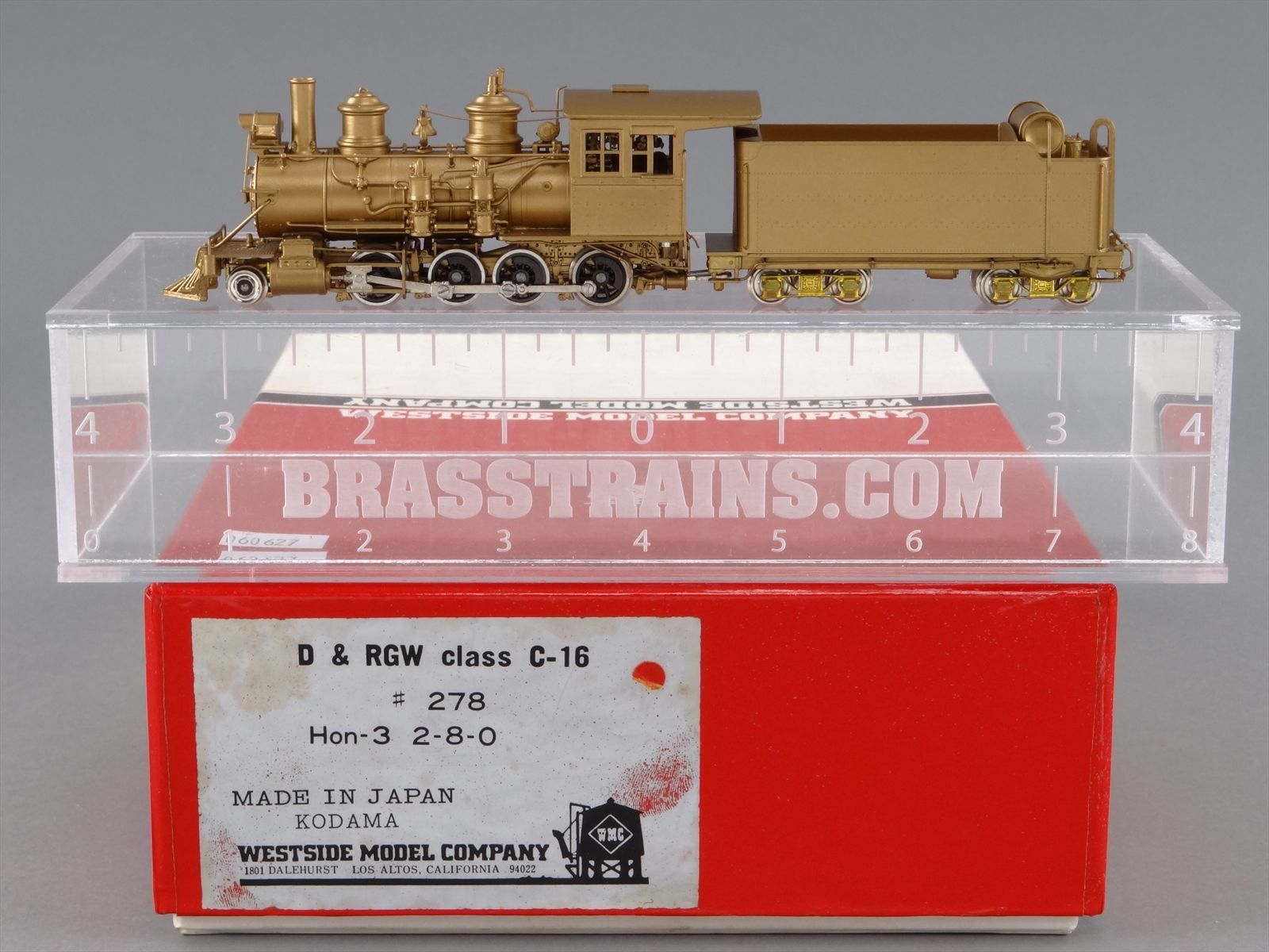 HOn3 Brass WMC Westside D&RGW Rio Grande 2-8-0 C-16 #278 Unpainted