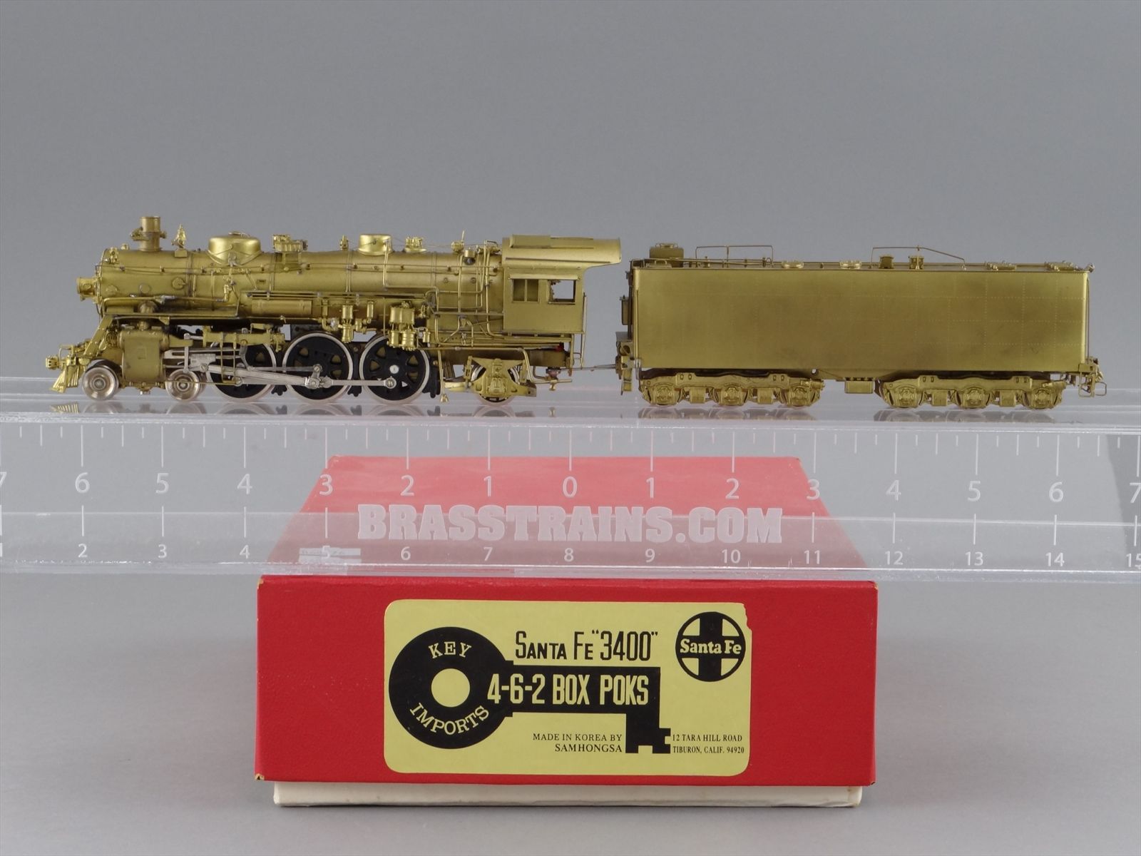HO Brass Key Imports ATSF Santa Fe 4-6-2 Pacific 3400 w/ Box Pok Drivers