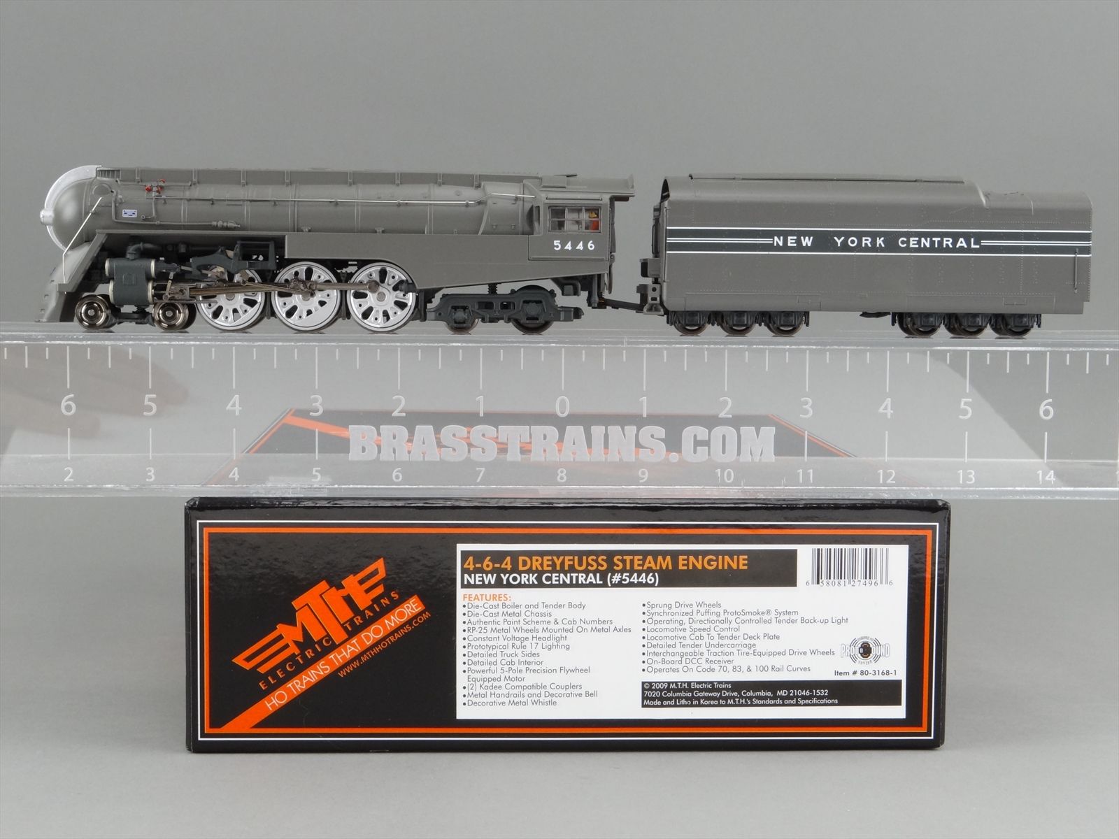 HO Scale MTH 80-3168-1 NYC #5446 4-6-4 Dreyfuss Steam Engine