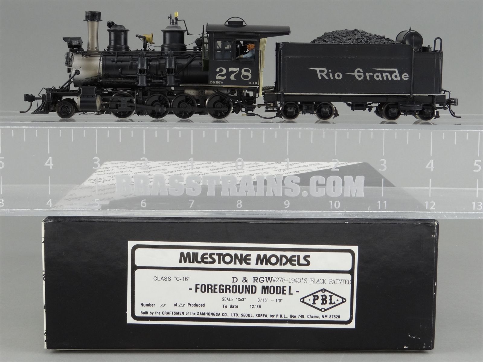 Sn3 Brass PBL Milestone Foreground D&RGW Rio Grande 2-8-0 C-16