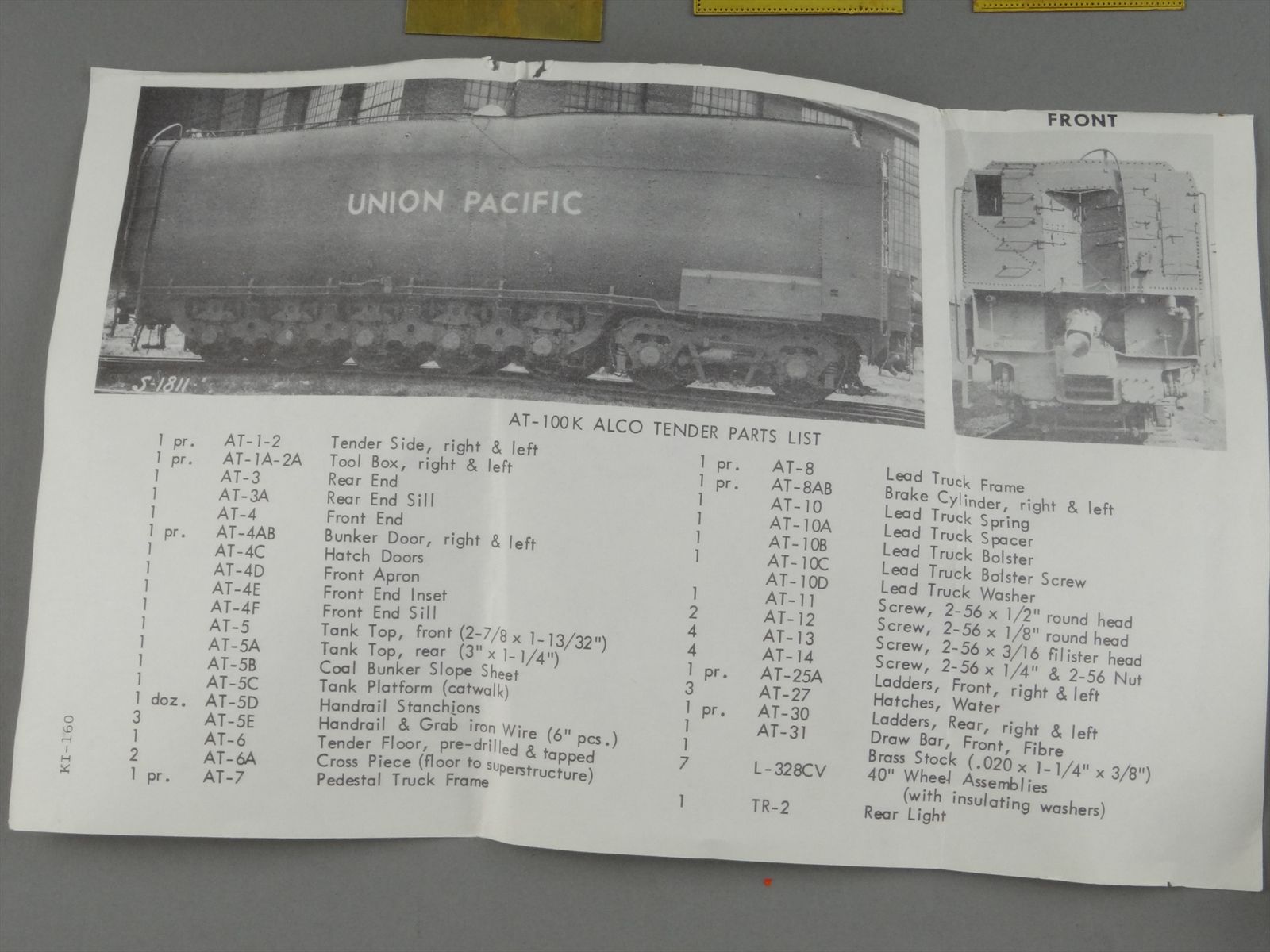 HO Brass Vintage Kemtron AT100K ALCO 14Wheel Tender Kit w