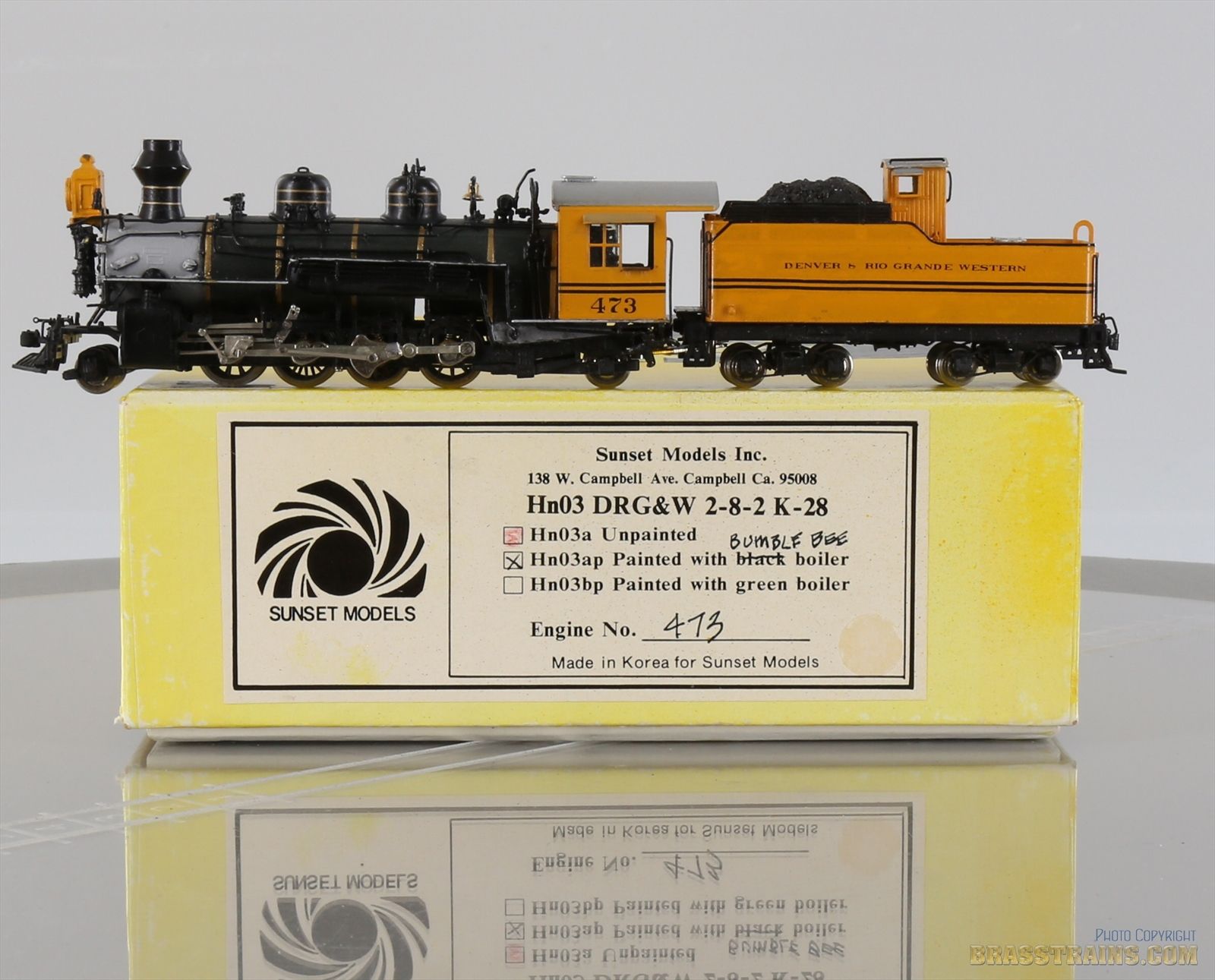 HOn3 Brass Sunset Models D&RGW Rio Grande 2-8-2 K-28 Bumble