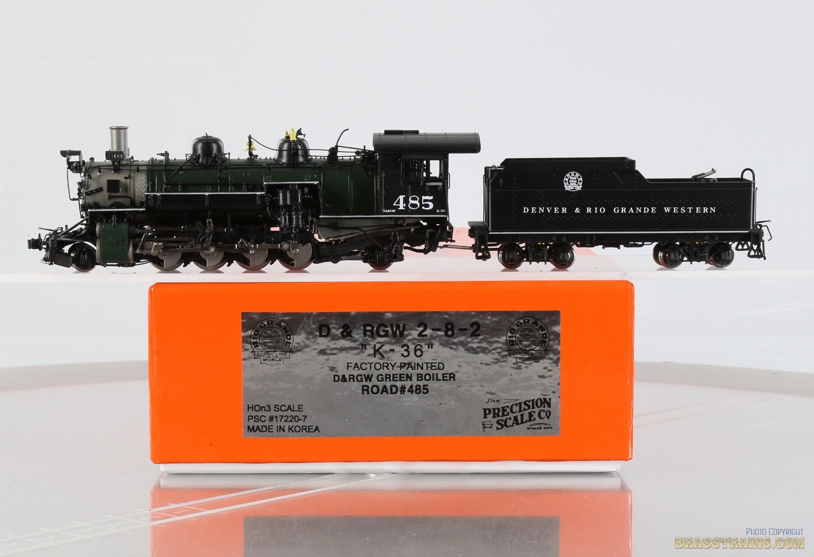 HOn3 Brass Model Train - PSC 17220-7 D&RGW Rio Grande 2-8-2 K