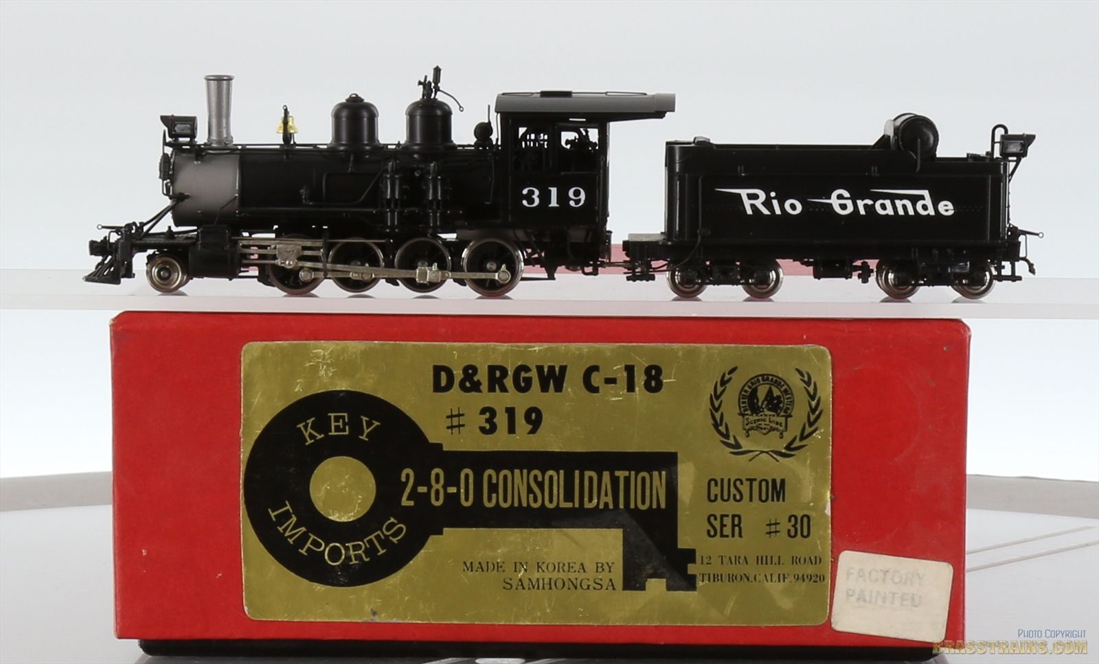 HOn3 Brass Model Train - Key CS #30 D&RGW Rio Grande 2-8-0 C