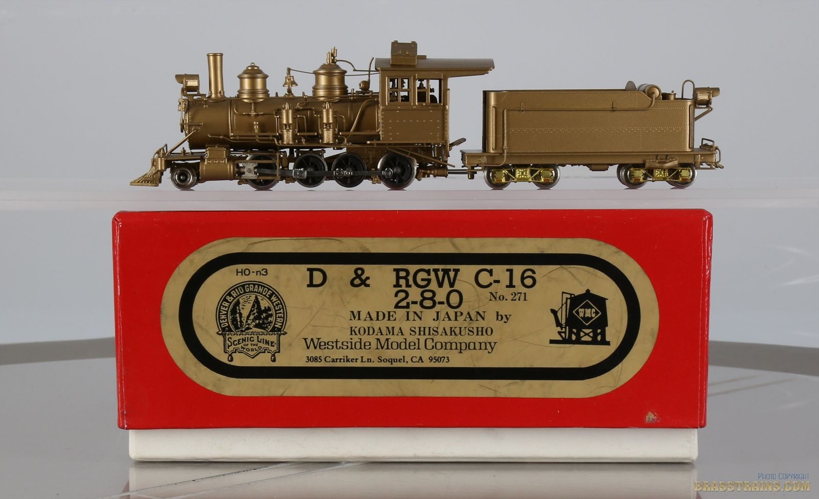 HOn3 Brass Model - WMC Westside D&RGW Rio Grande 2-8-0 C-16