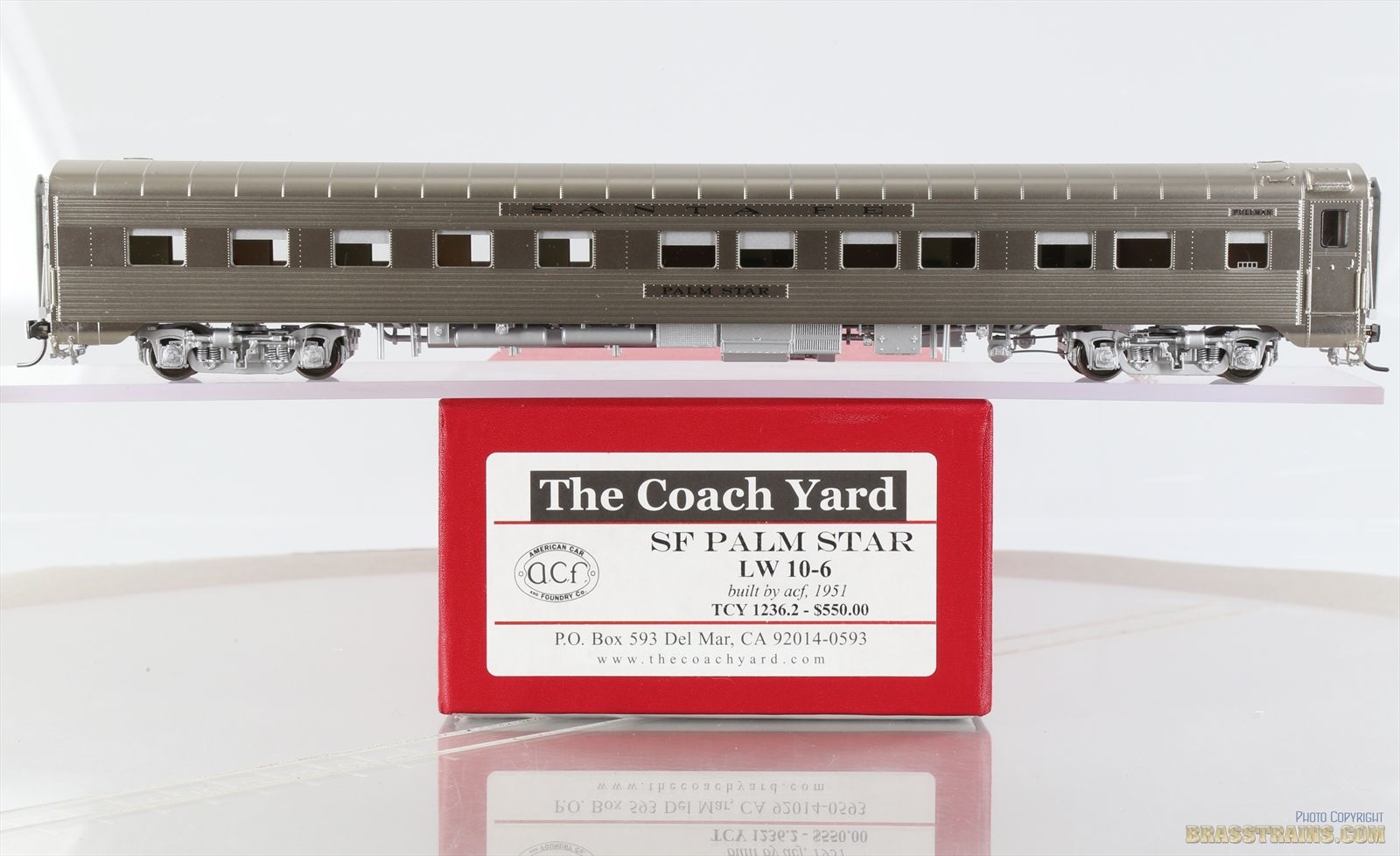 HO Brass Model Train TCY 1236.2 Coach Yard ATSF Santa Fe 10-6 Sleeper ...