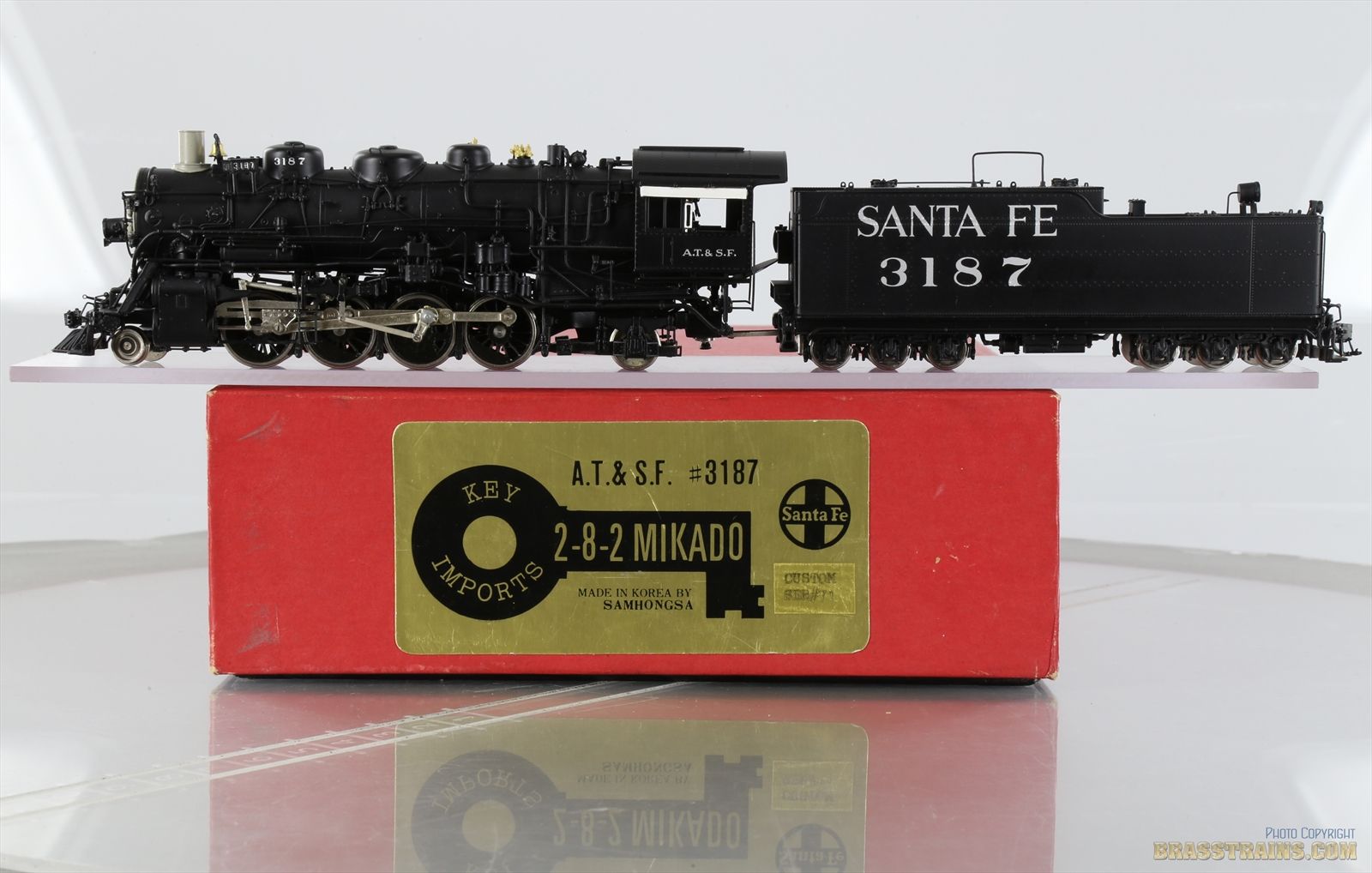 HO Brass Model - KEY CS #71 ATSF Santa Fe Late Run 2-8-2 #3187 - F/P