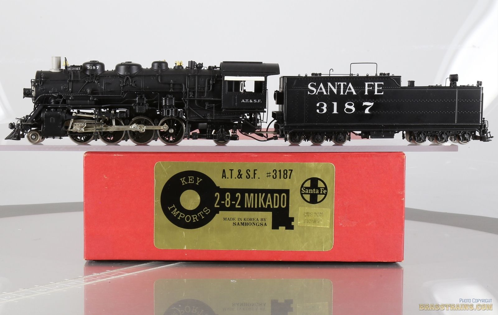HO Brass Model - KEY CS #71 ATSF Santa Fe Late Run 2-8-2 #3187 - F/P