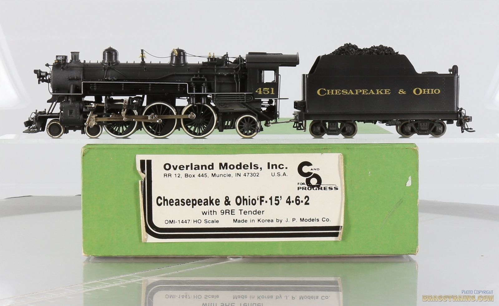 HO Brass Model Train - OMI 1447 Overland C&O 4-6-2 F-15 w/ 9RE