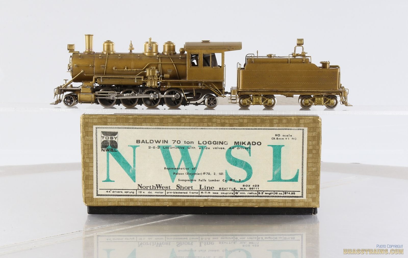 HO Brass Model - NWSL Toby Baldwin 2-8-2 70-Ton Logging Mikado w