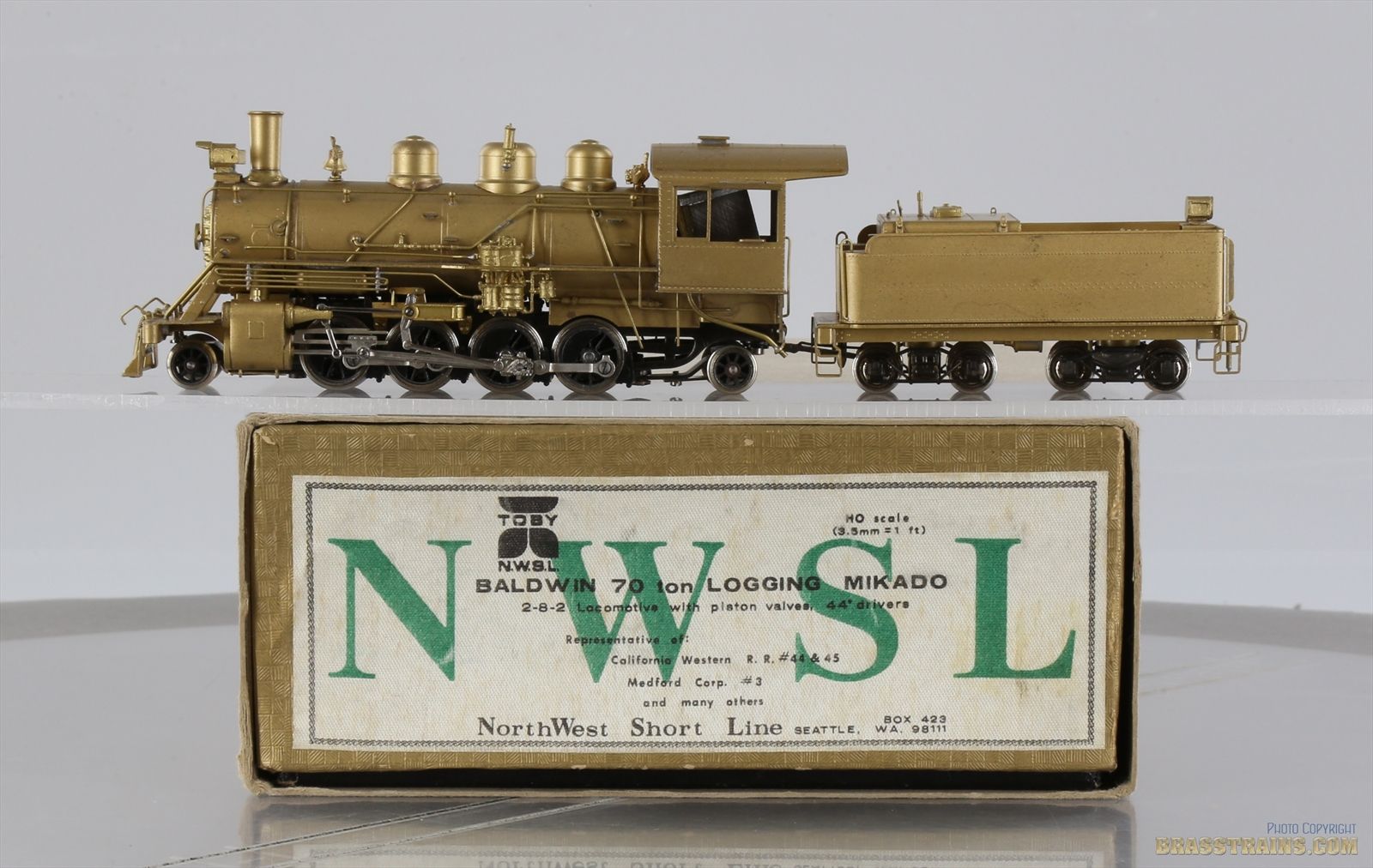 HO Brass Model - NWSL Toby Baldwin 2-8-2 70-Ton Logging Mikado
