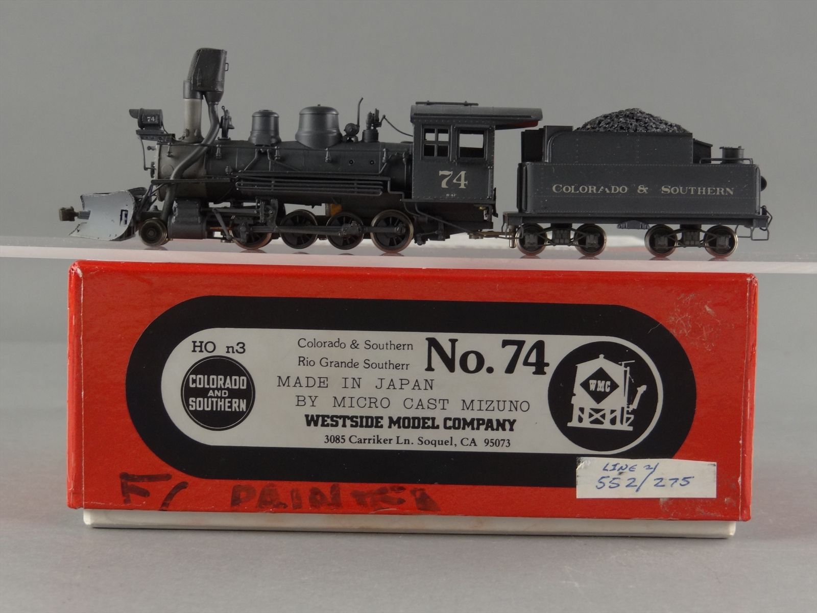 HOn3 Brass Model - WMC Westside Models C&S / RGS 2-8-0 #74