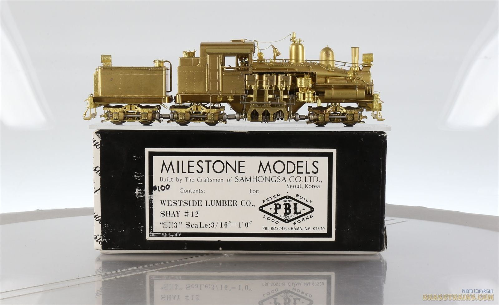 Sn3 Brass Model - P-B-L Milestone WSLC Westside Lumber Co. Shay