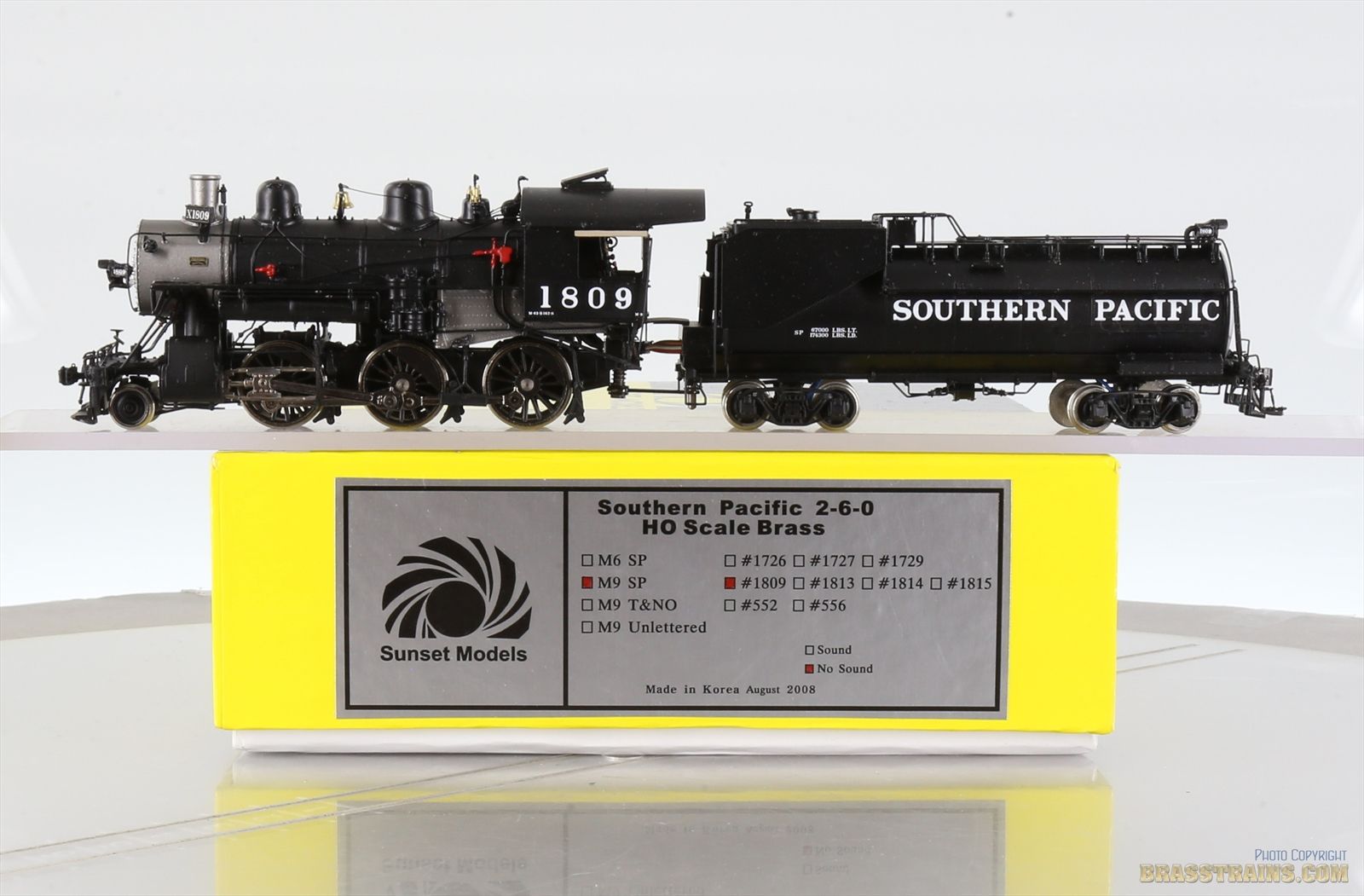 HO Brass Model - Sunset SP Southern Pacific 2-6-0 M-9 #1809 - F/P