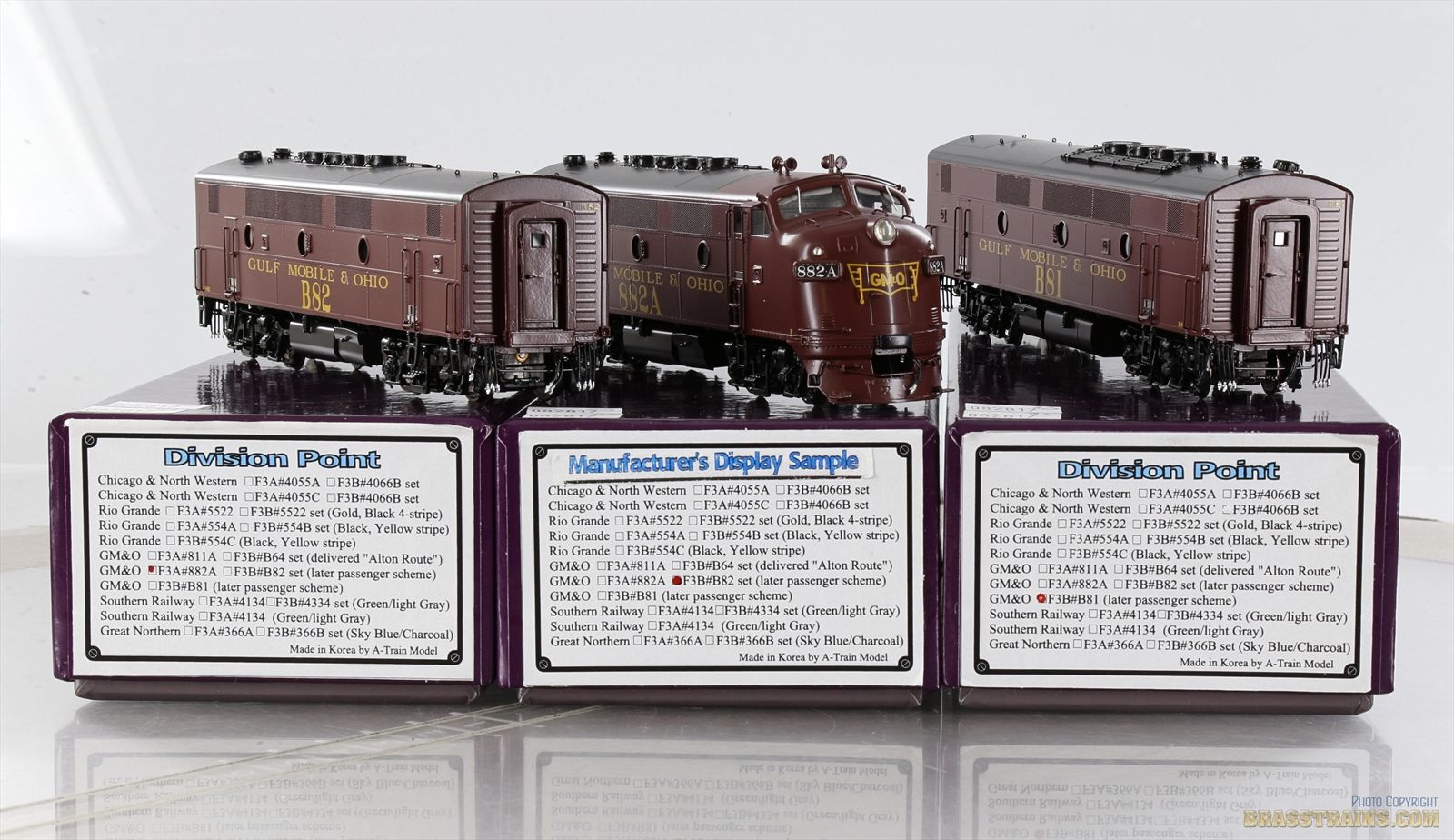 HO Brass Model - DP GM&O GULF MOBILE OHIO F3 F3A F3B A-B-B Set Late ...