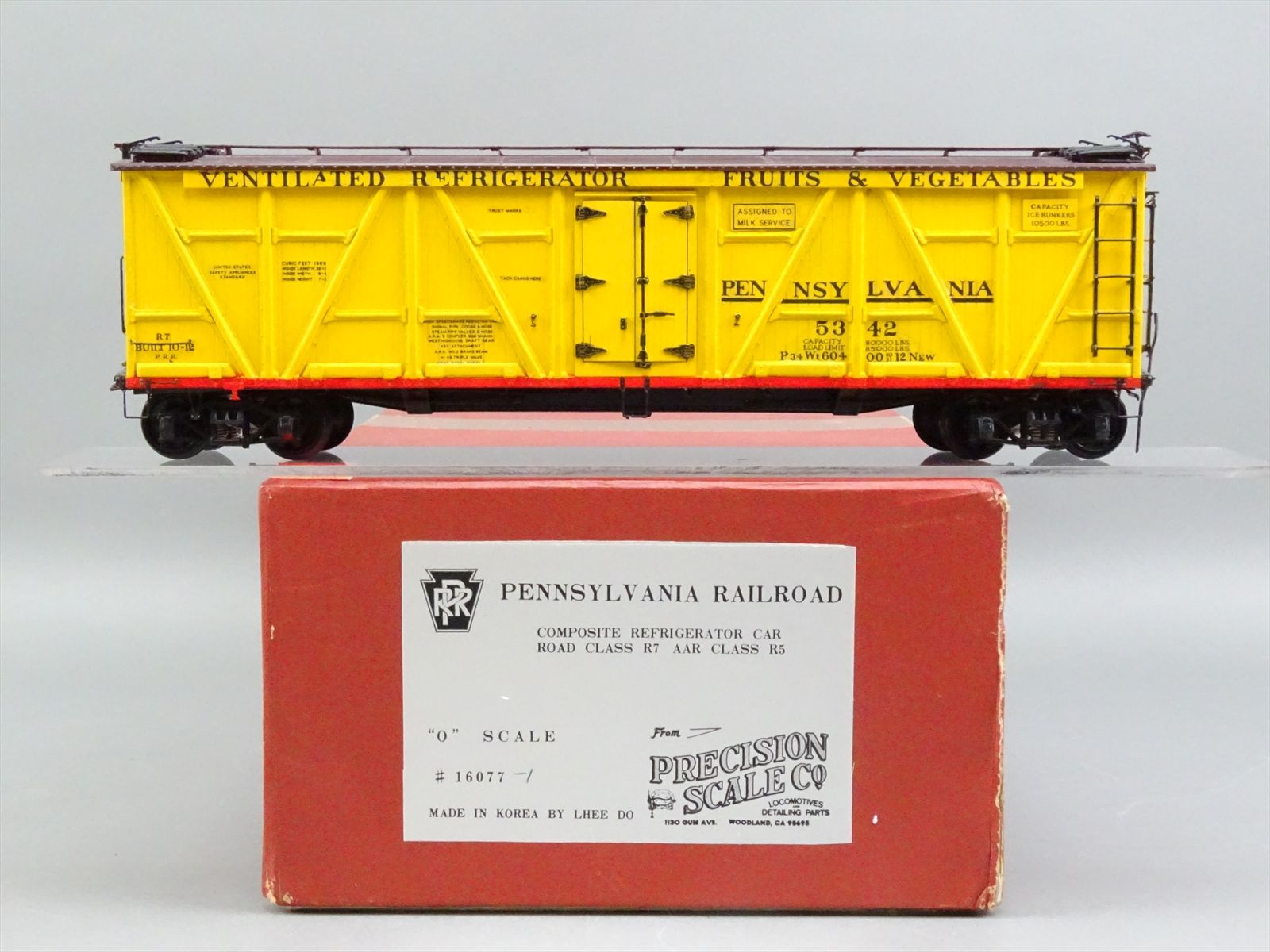 O Brass Model - PSC 16077 PRR Pennsylvania R7 Reefer Refrigerator Car ...